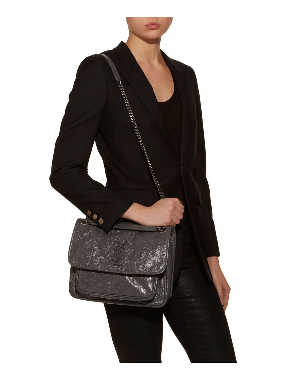 Saint Laurent Gray Medium Niki Shoulder Bag