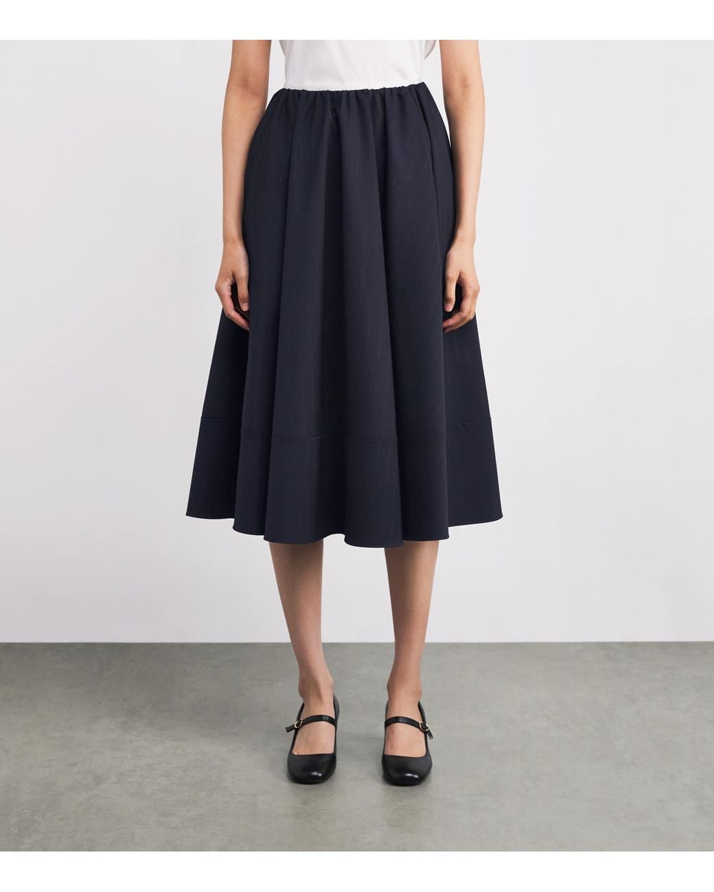 Maje Blue Wool-Blend Pleated Midi Skirt