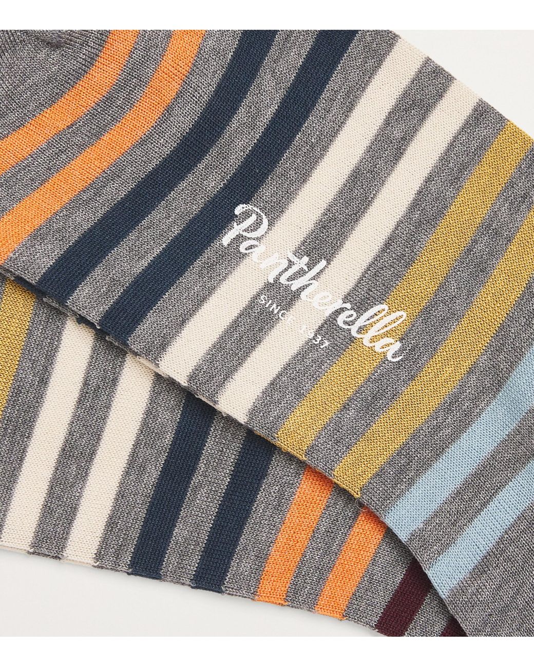 Pantherella White Cotton-Blend Striped Kilburn Socks for men