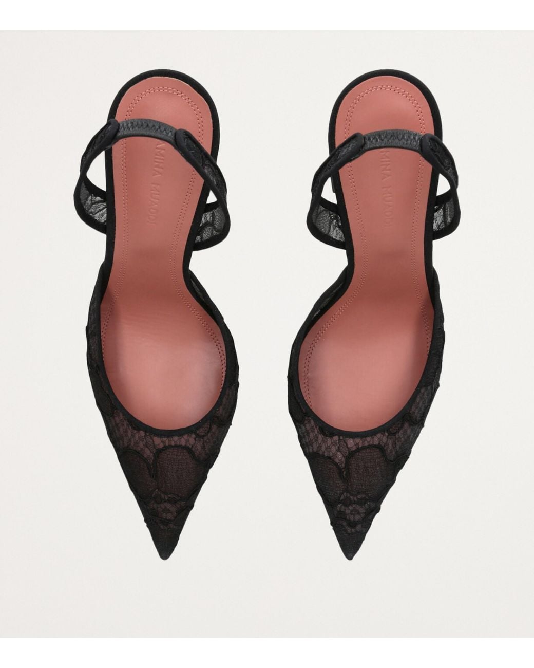 AMINA MUADDI Black Lace Holli Slingback Heels 95