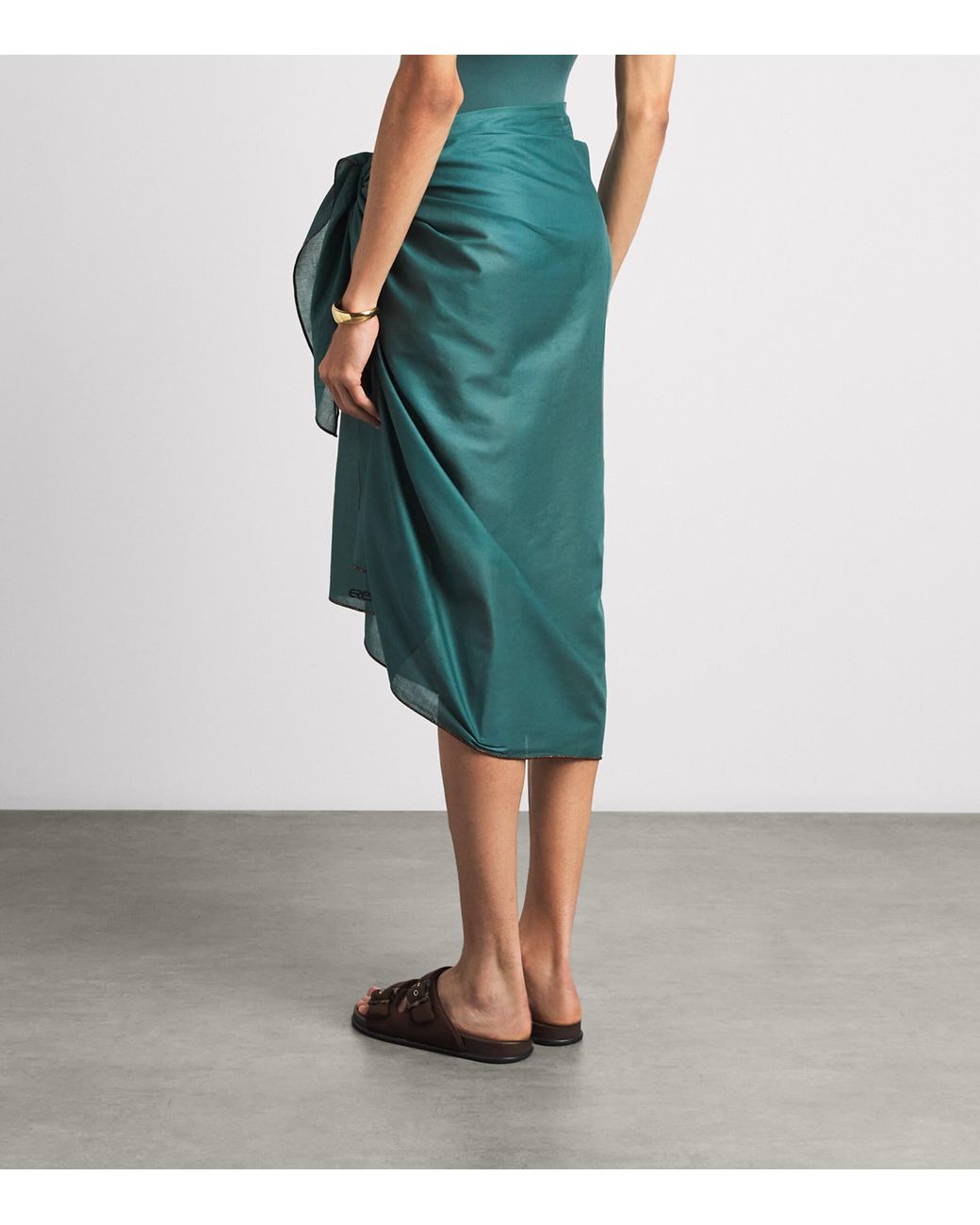 Eres Green Cotton Voile Cabine Pareo