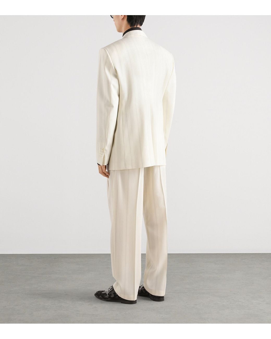Dolce & Gabbana White Wool-Blend Pinstripe Relaxed Trousers for men