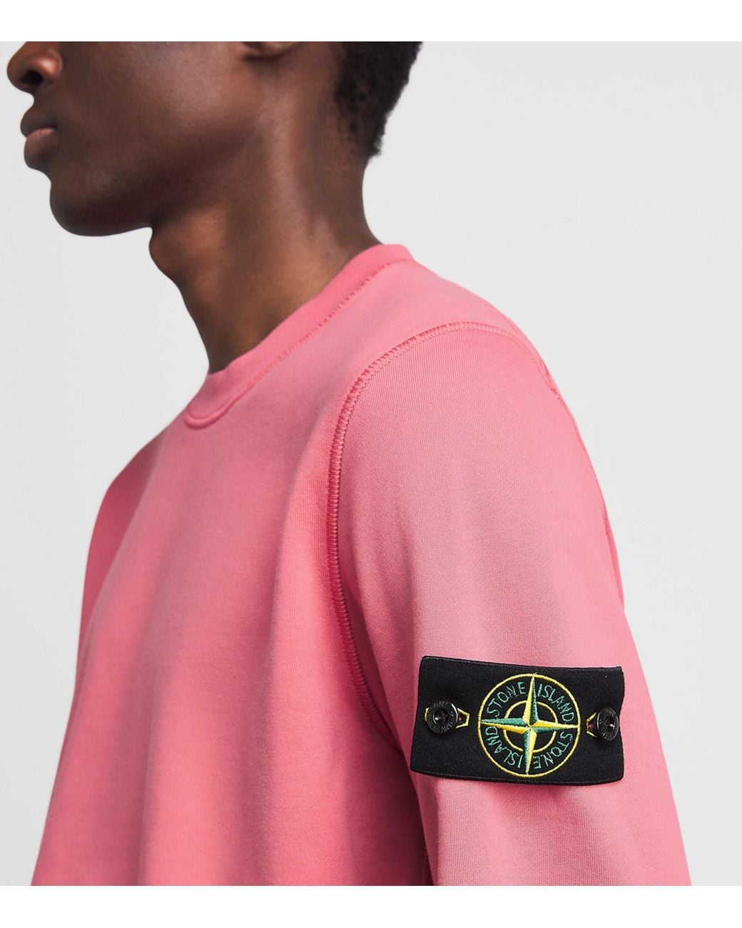 Stone Island Pink Cotton Compass Logo Sweatshirt for men