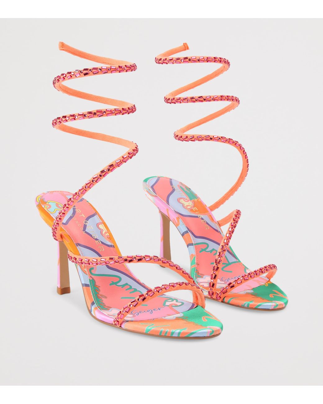 Kurt Geiger Pink Satin Spiral Sandals