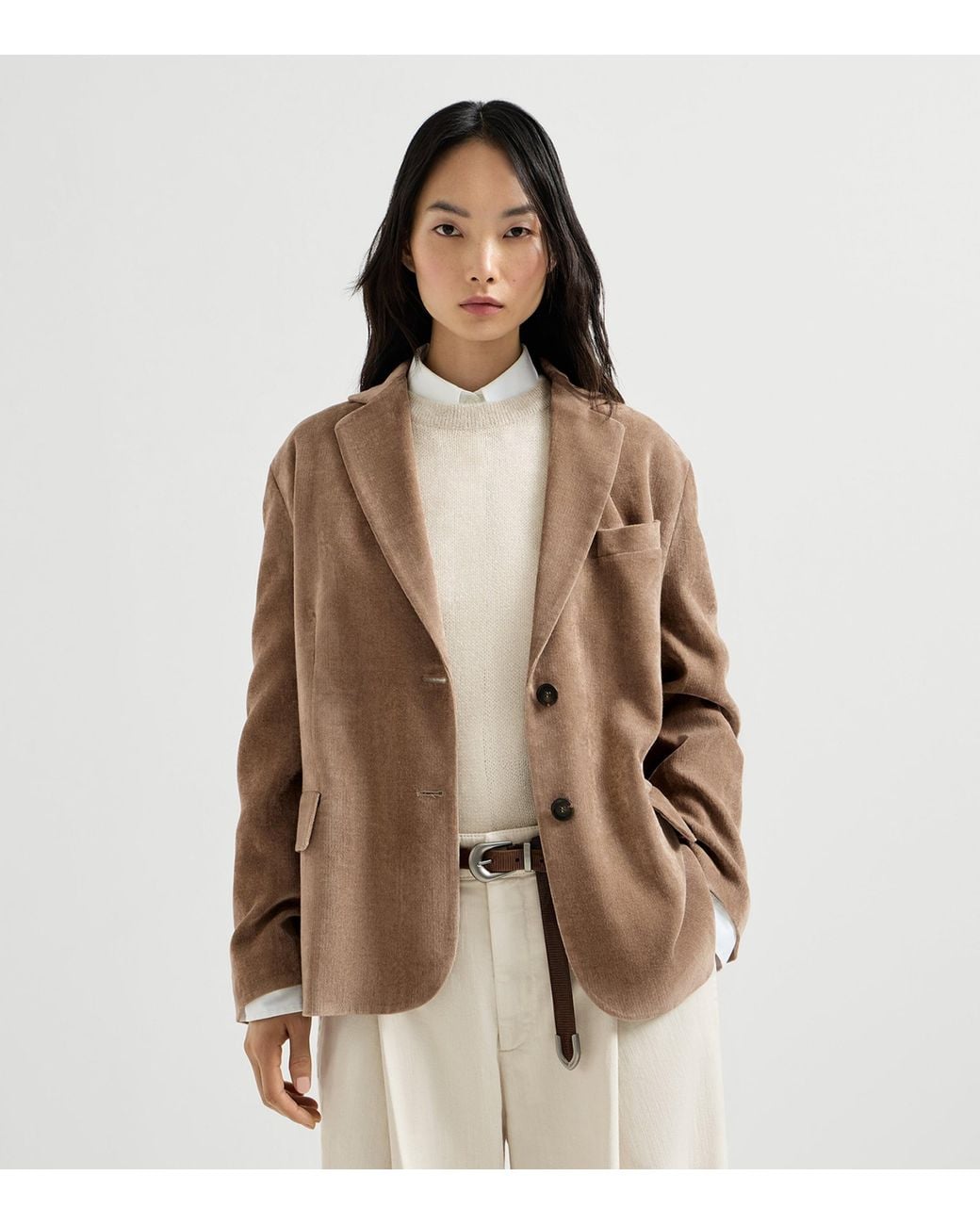 Brunello Cucinelli Brown Corduroy Single-Breasted Blazer