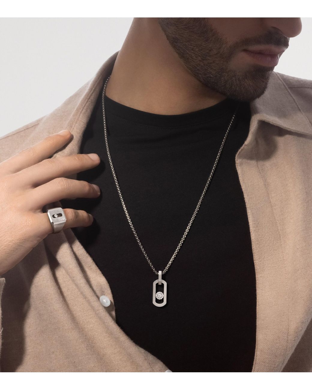 Messika Metallic So Move Titanium And Diamond Pendant Necklace
