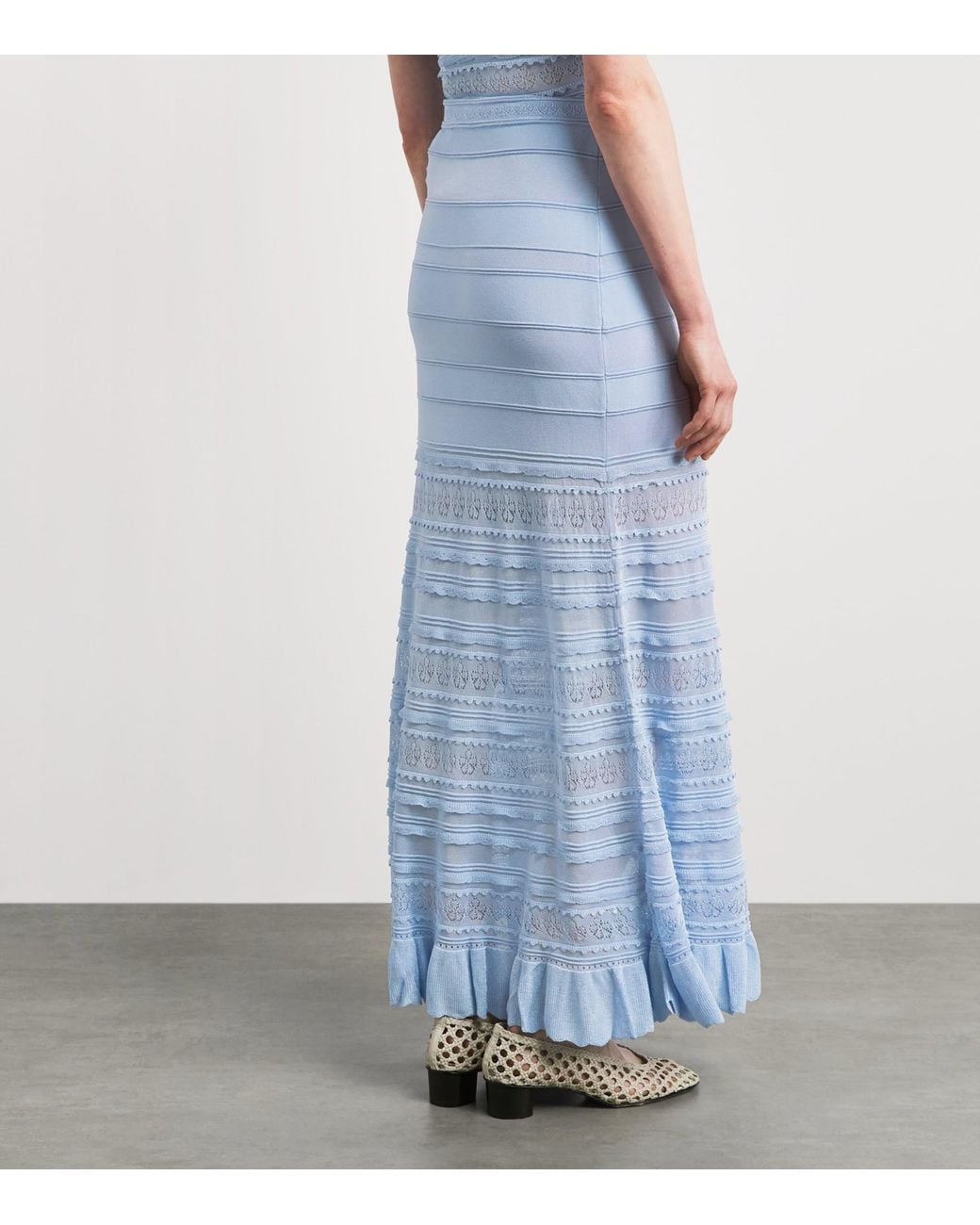 Sandro Blue Pointelle Maxi Skirt
