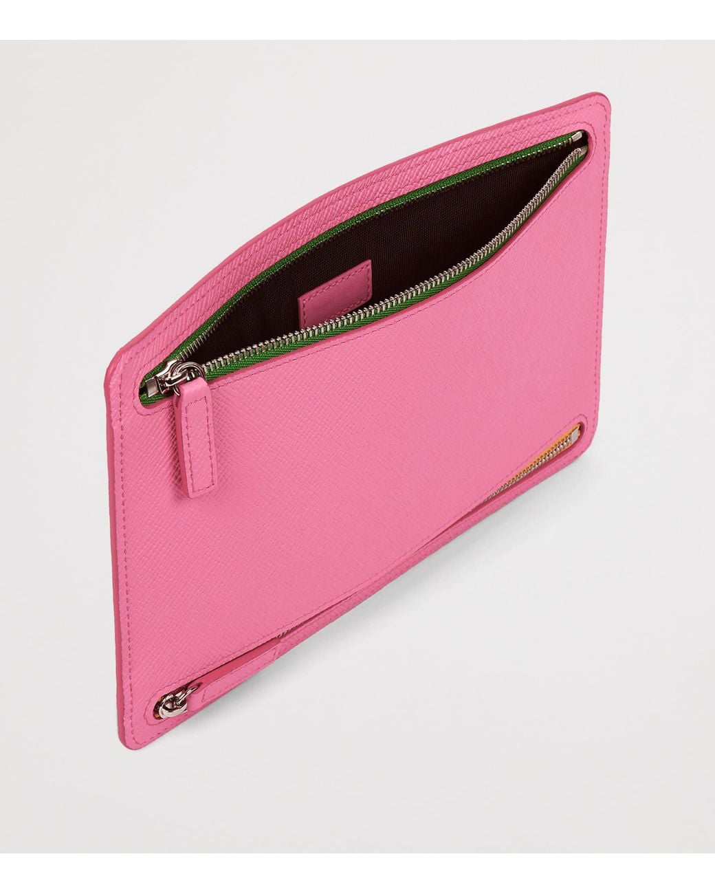 Smythson Pink Leather Panama Multi-Zip Travel Wallet for men