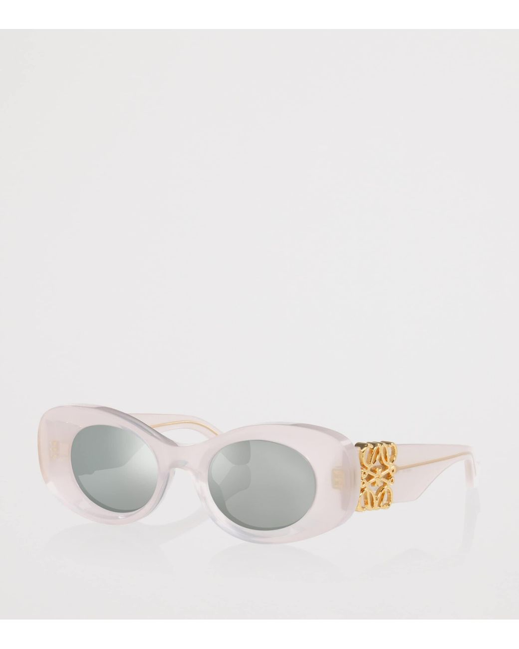 Loewe White Anagram Bevelled Oval Sunglasses