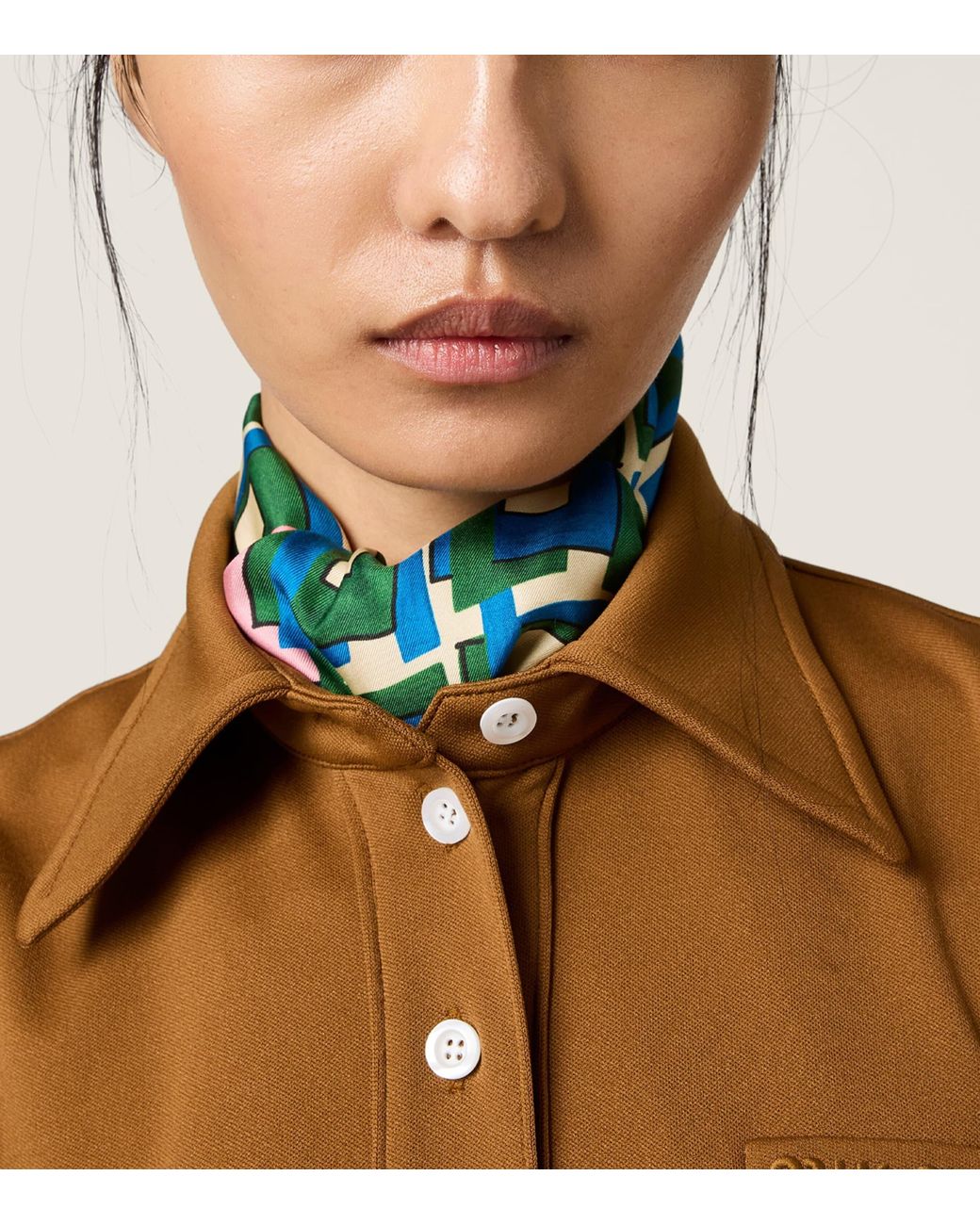 Miu Miu Brown Technical Jersey Polo Shirt