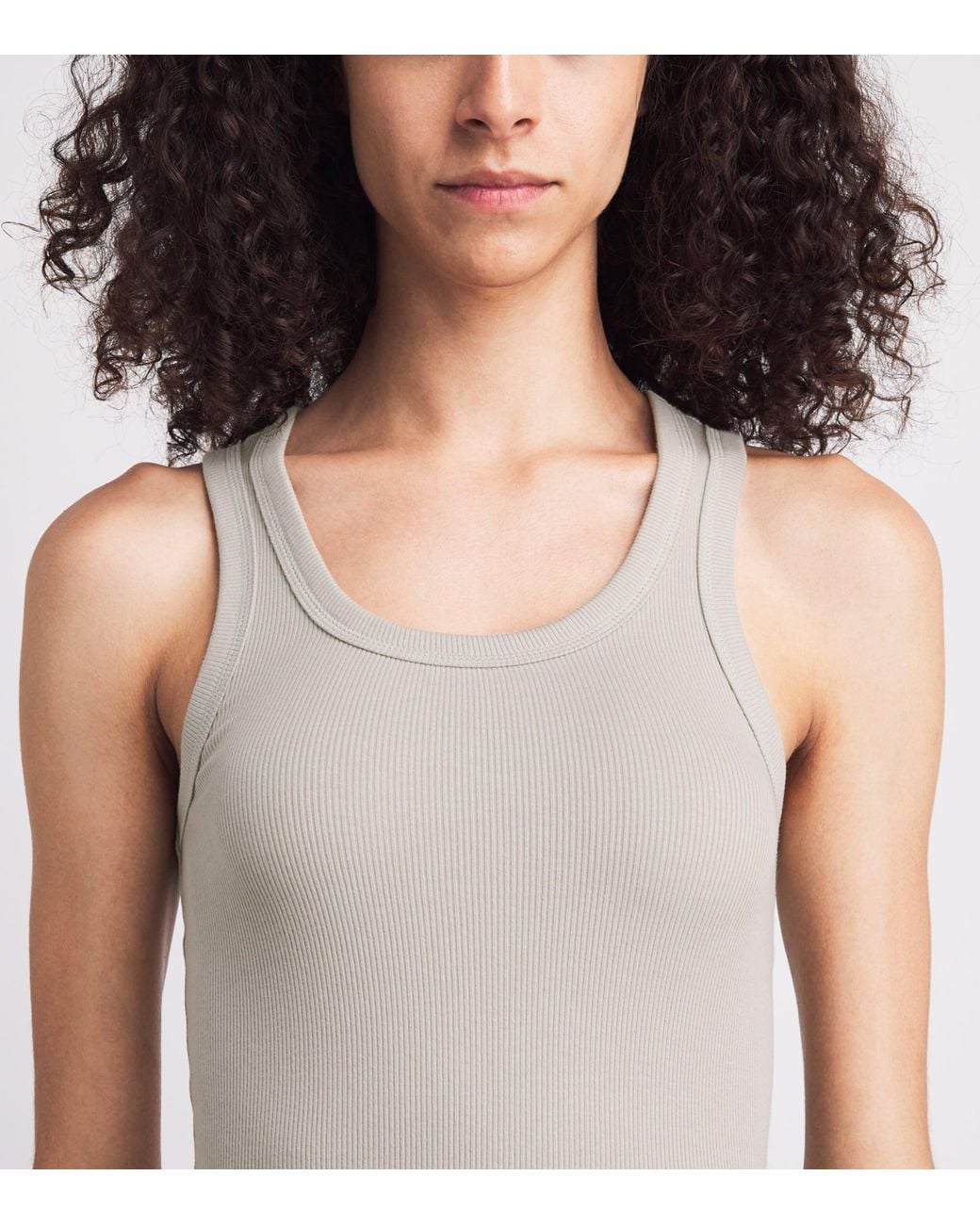 Skims Gray Stretch-Cotton Ribbed Tank Top