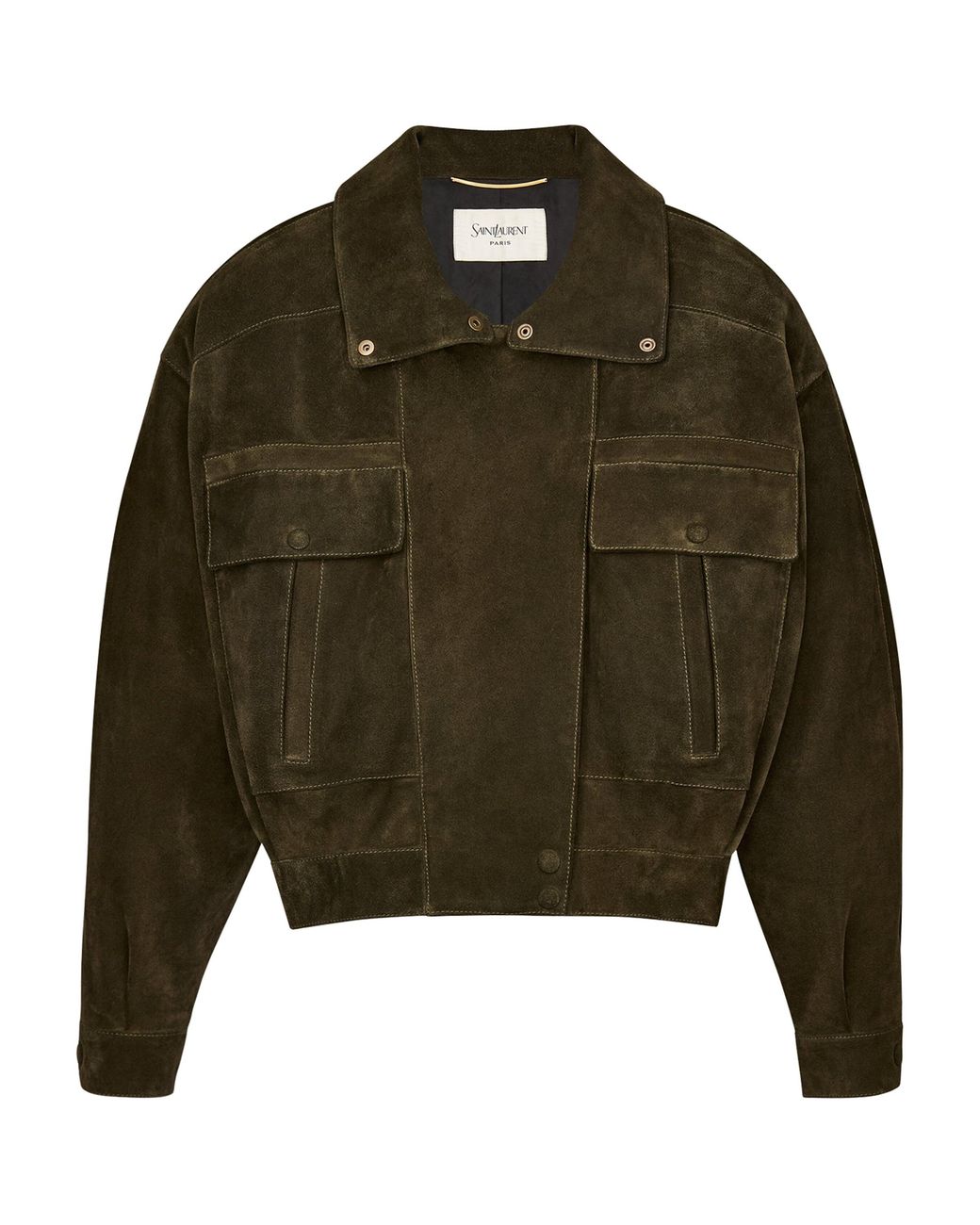 Saint Laurent Green Calfskin Cropped Jacket