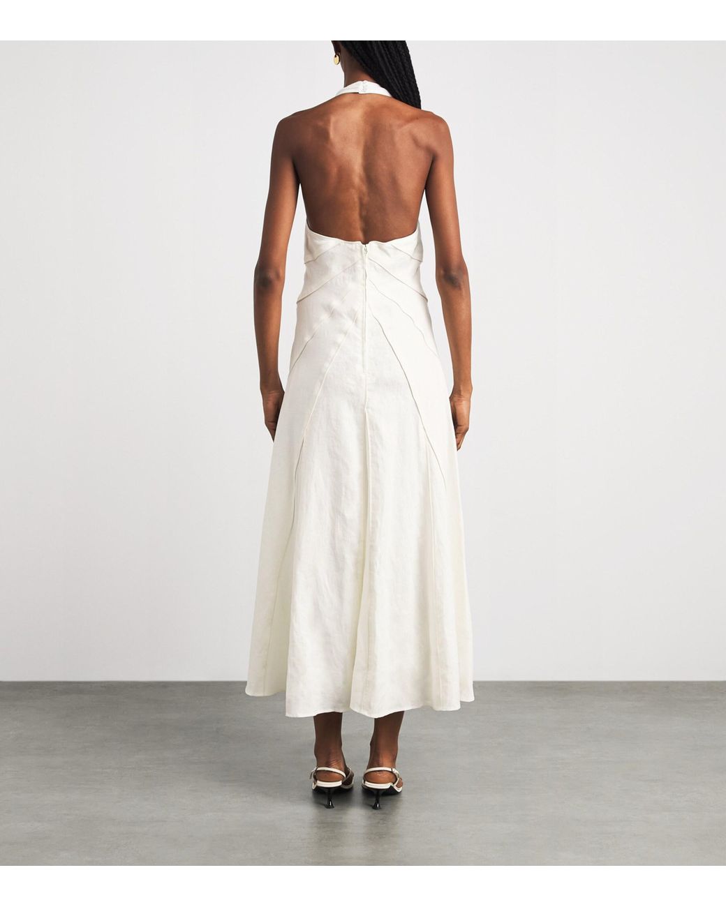 Cult Gaia White Linen Rowyn Midi Dress