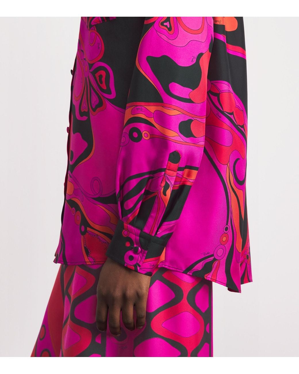 Emilio Pucci Pink Silk Oversized Orchidee Shirt