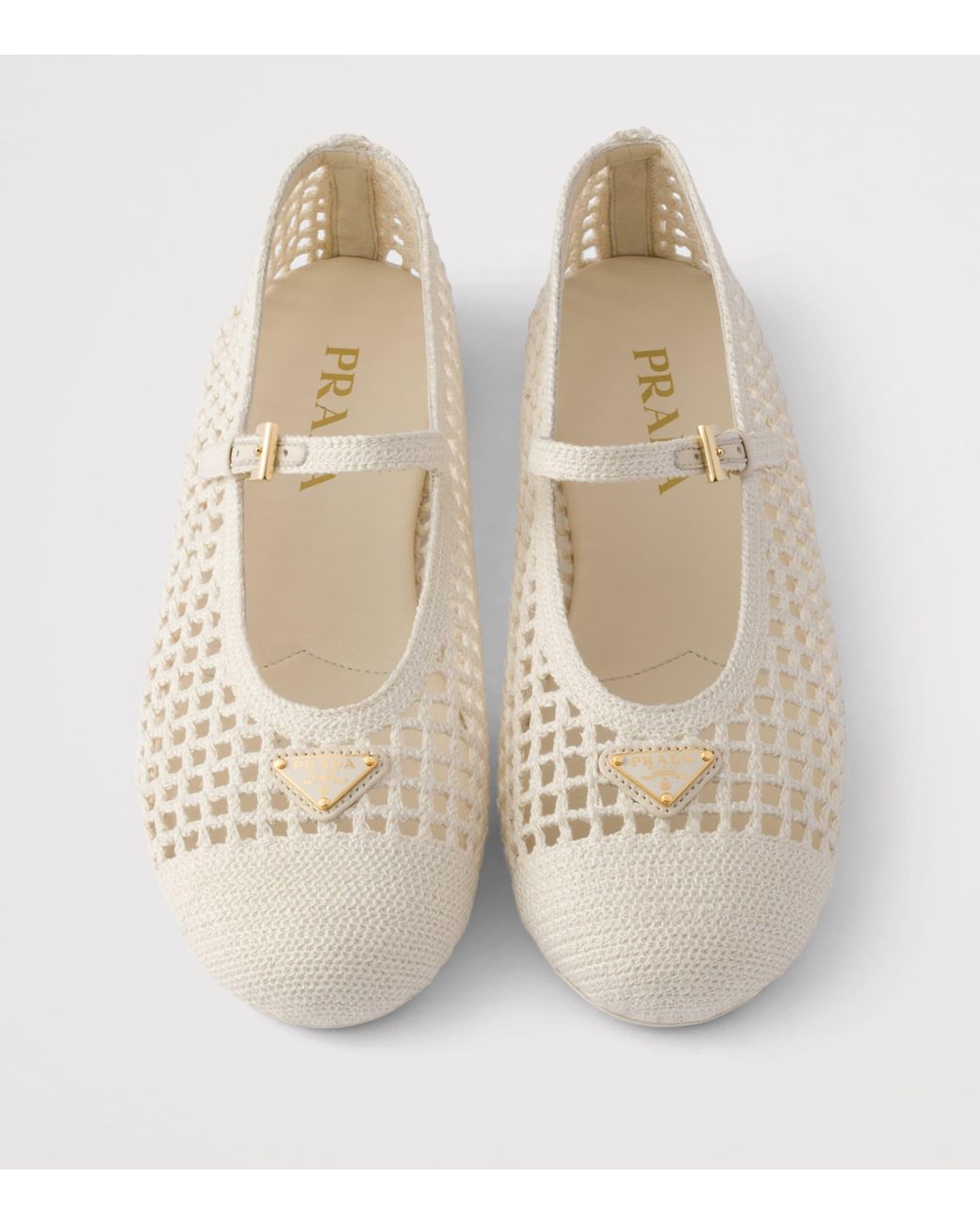 Prada Natural Crochet Ballet Flats