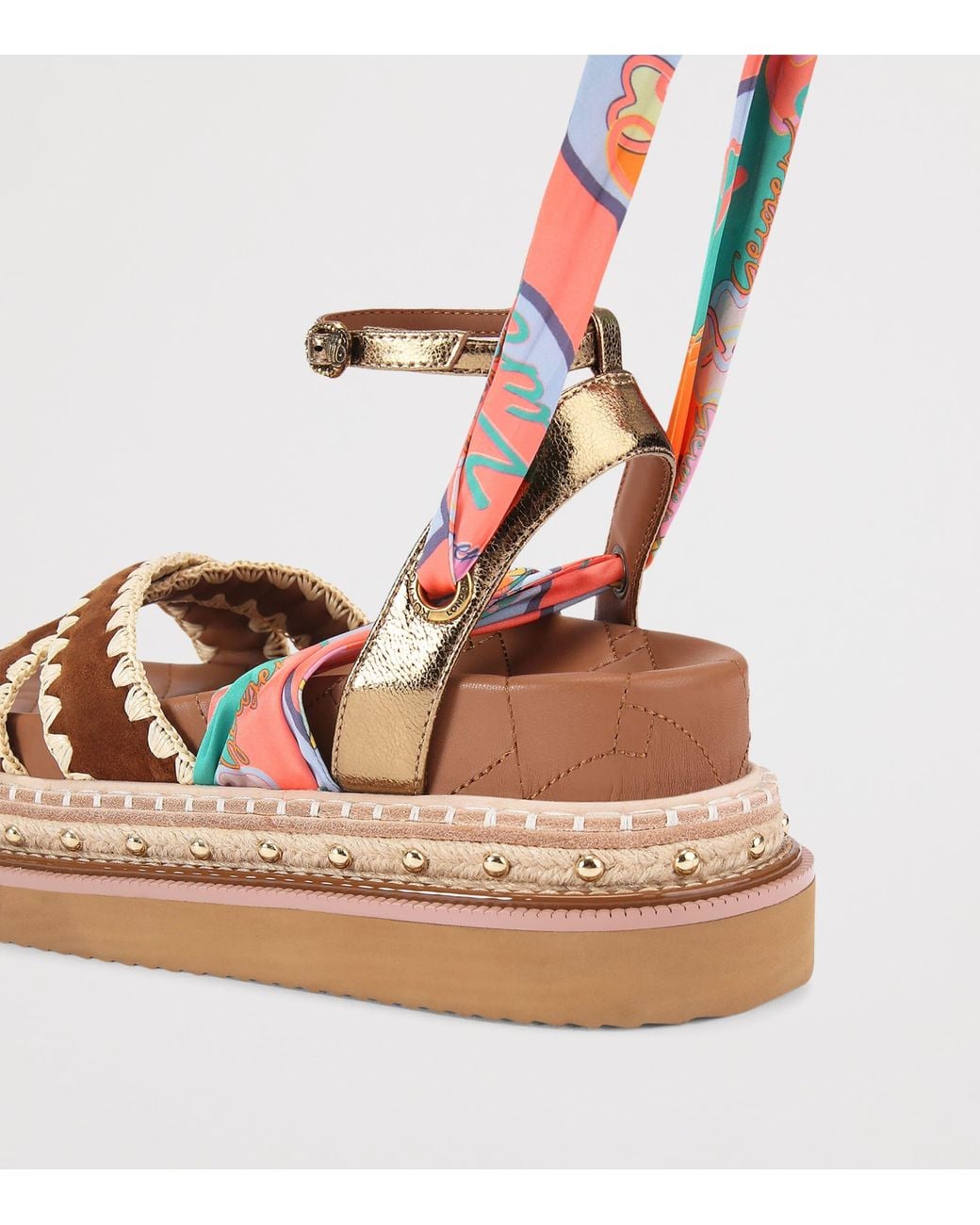 Kurt Geiger Red Scarf-Detail Orson Cross Sandals