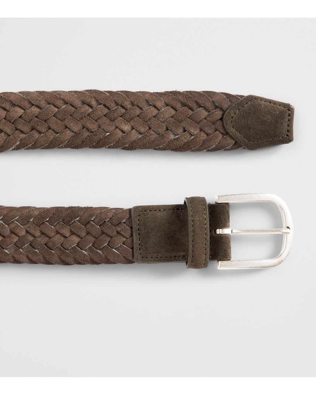 Canali Brown Leather Woven Reversible Belt for men