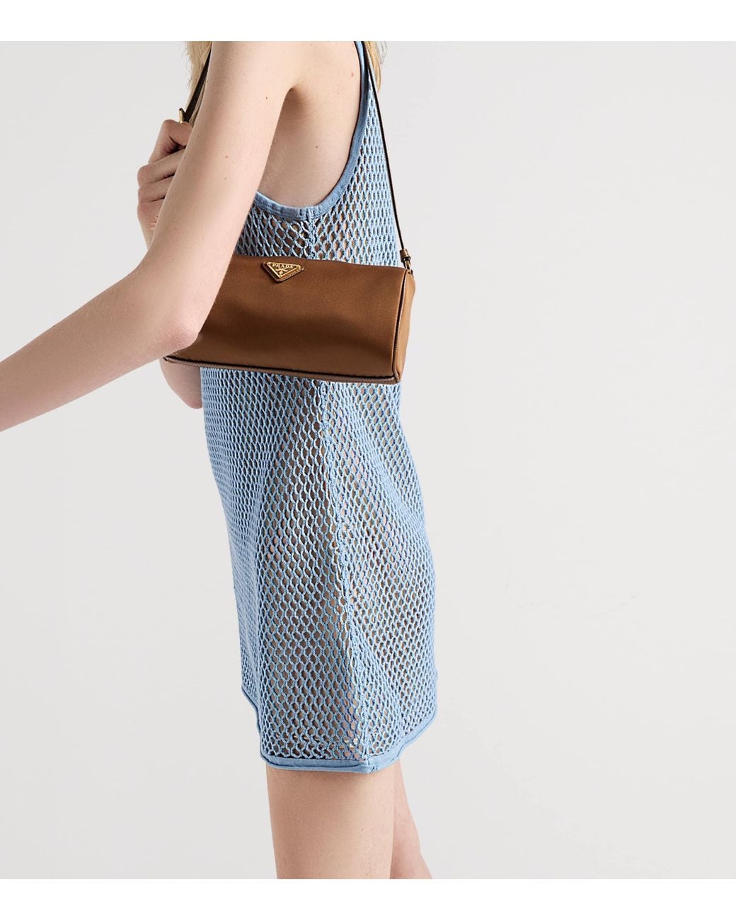 Prada Blue Cotton Mesh Mini Dress