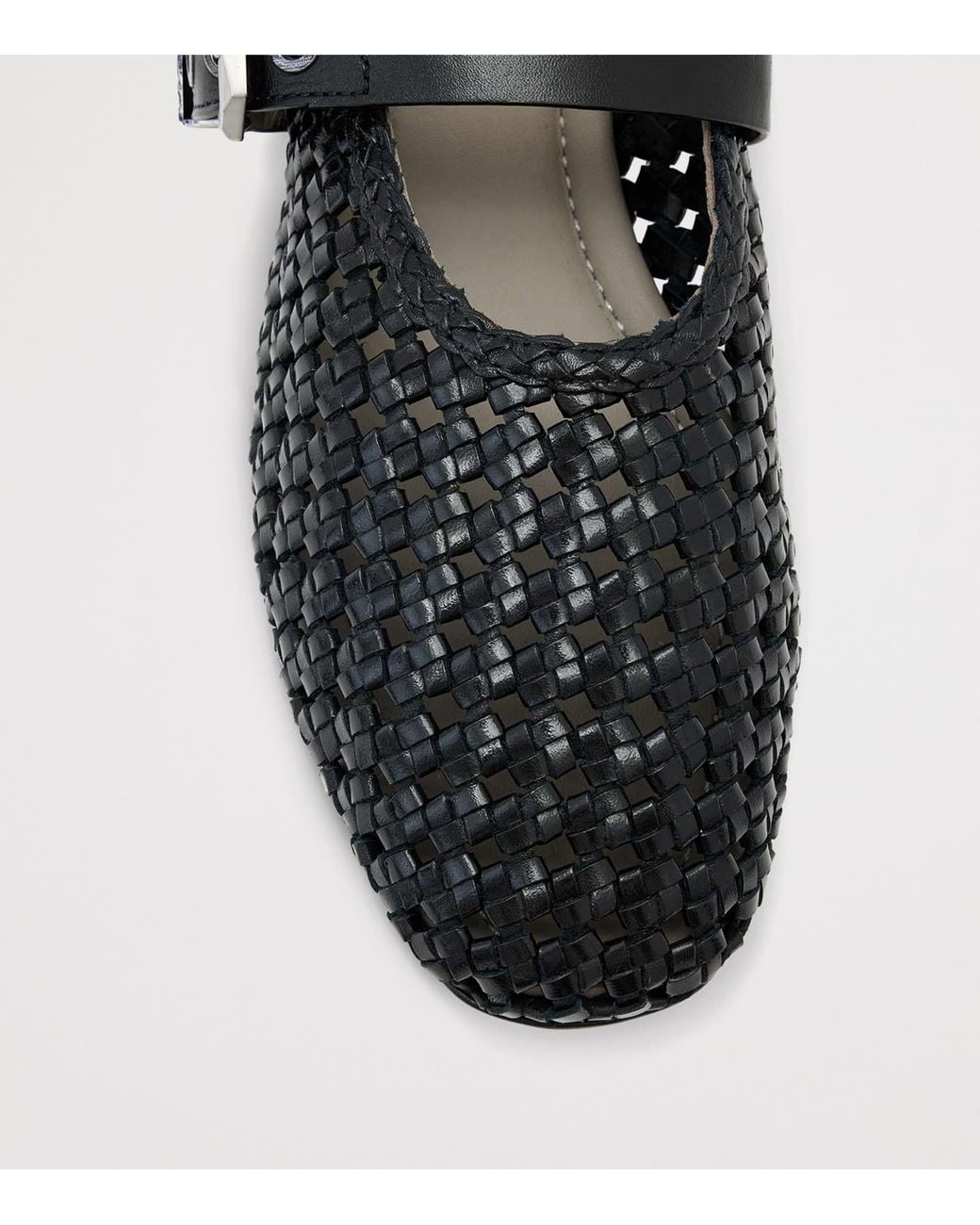 AllSaints Black Woven Leather Sabine Ballet Flats