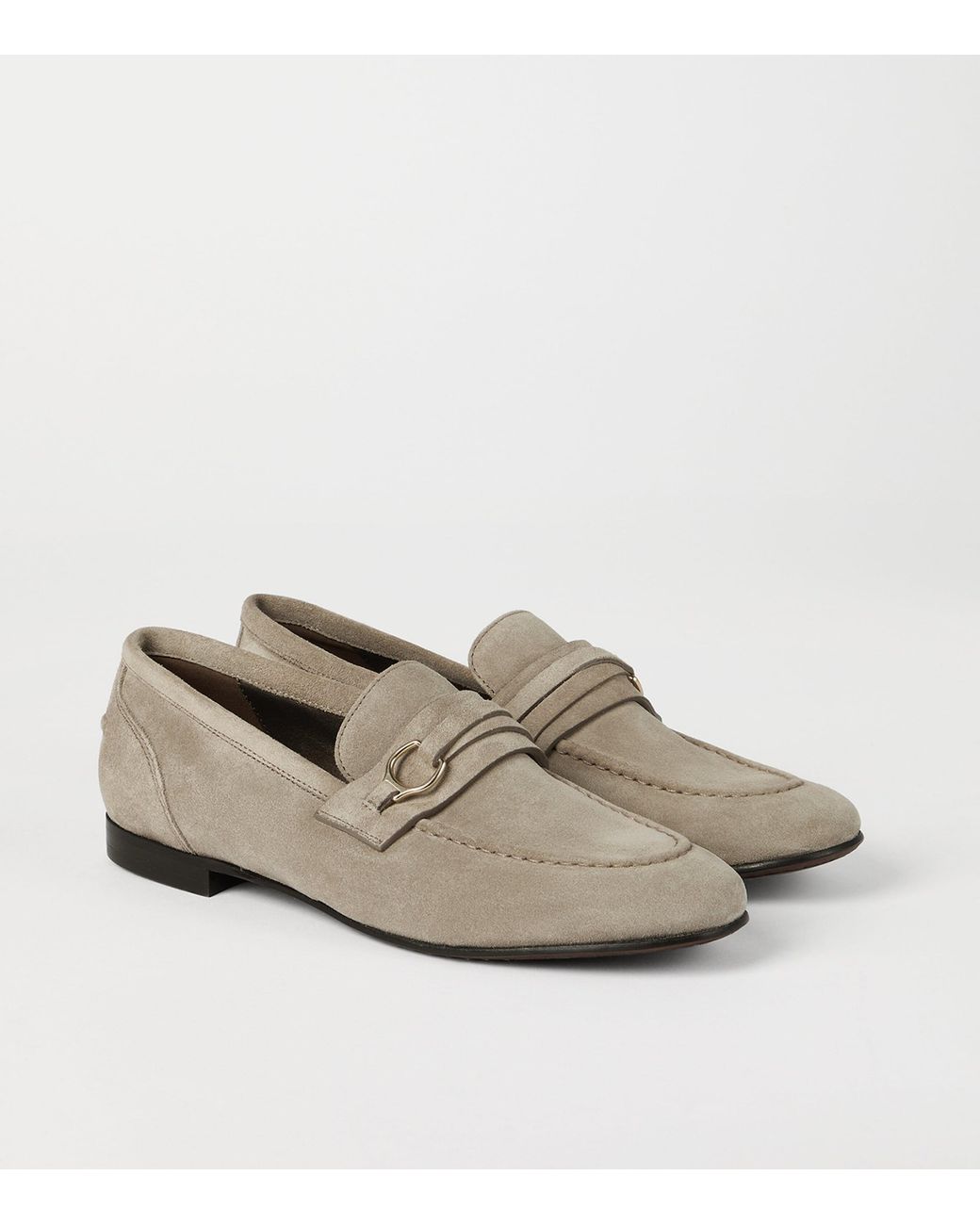 Brunello Cucinelli Gray Suede Horsebit Loafers