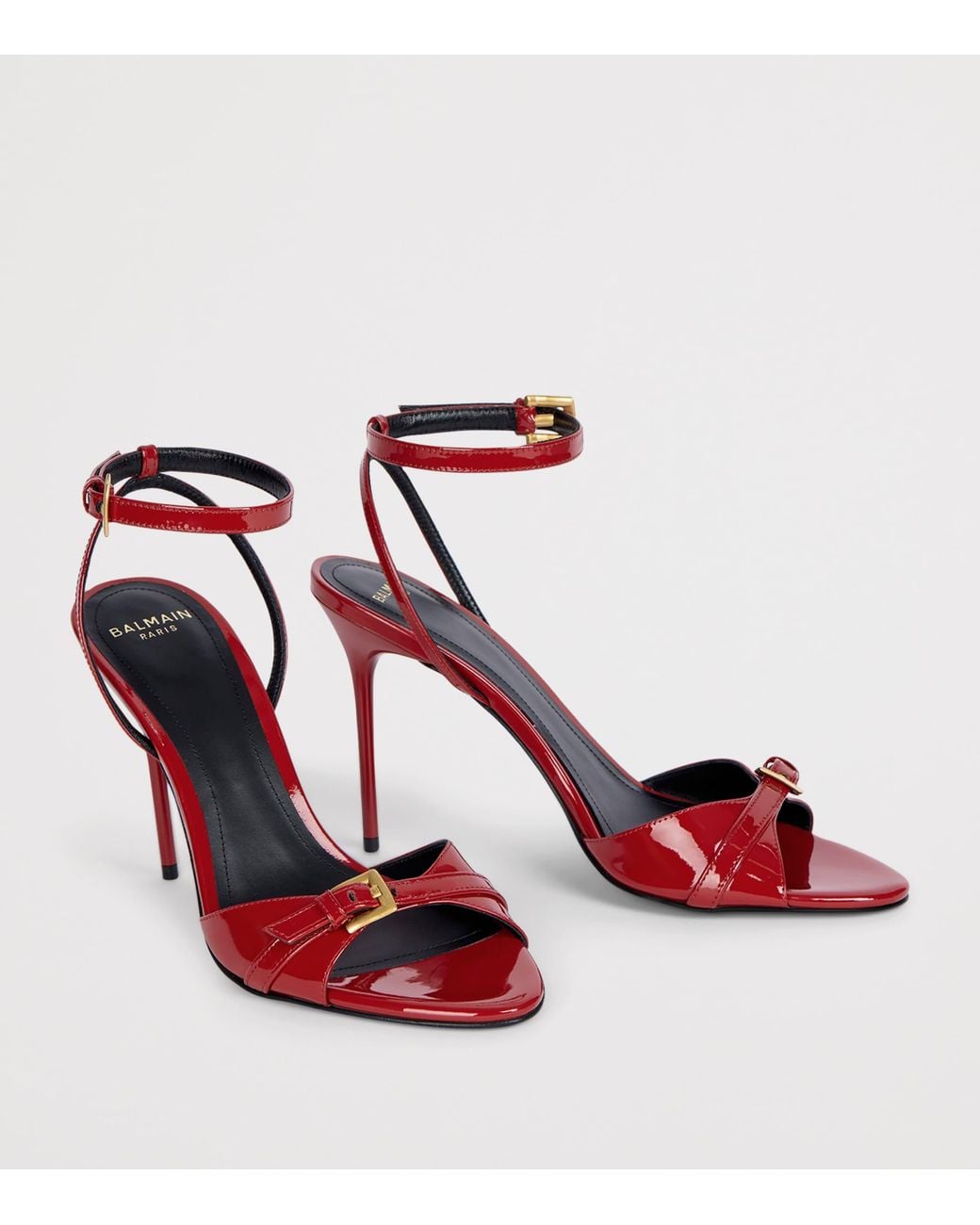 Balmain Red Patent Leather Anthem Heeled Sandals 95