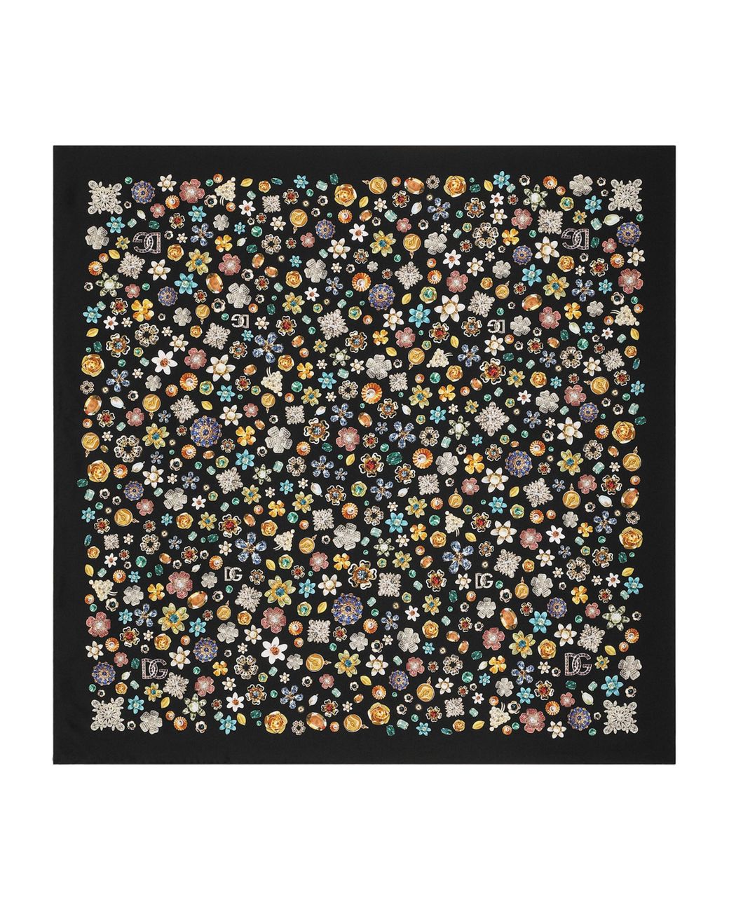 Dolce & Gabbana Black Silk Jewellery Print Scarf