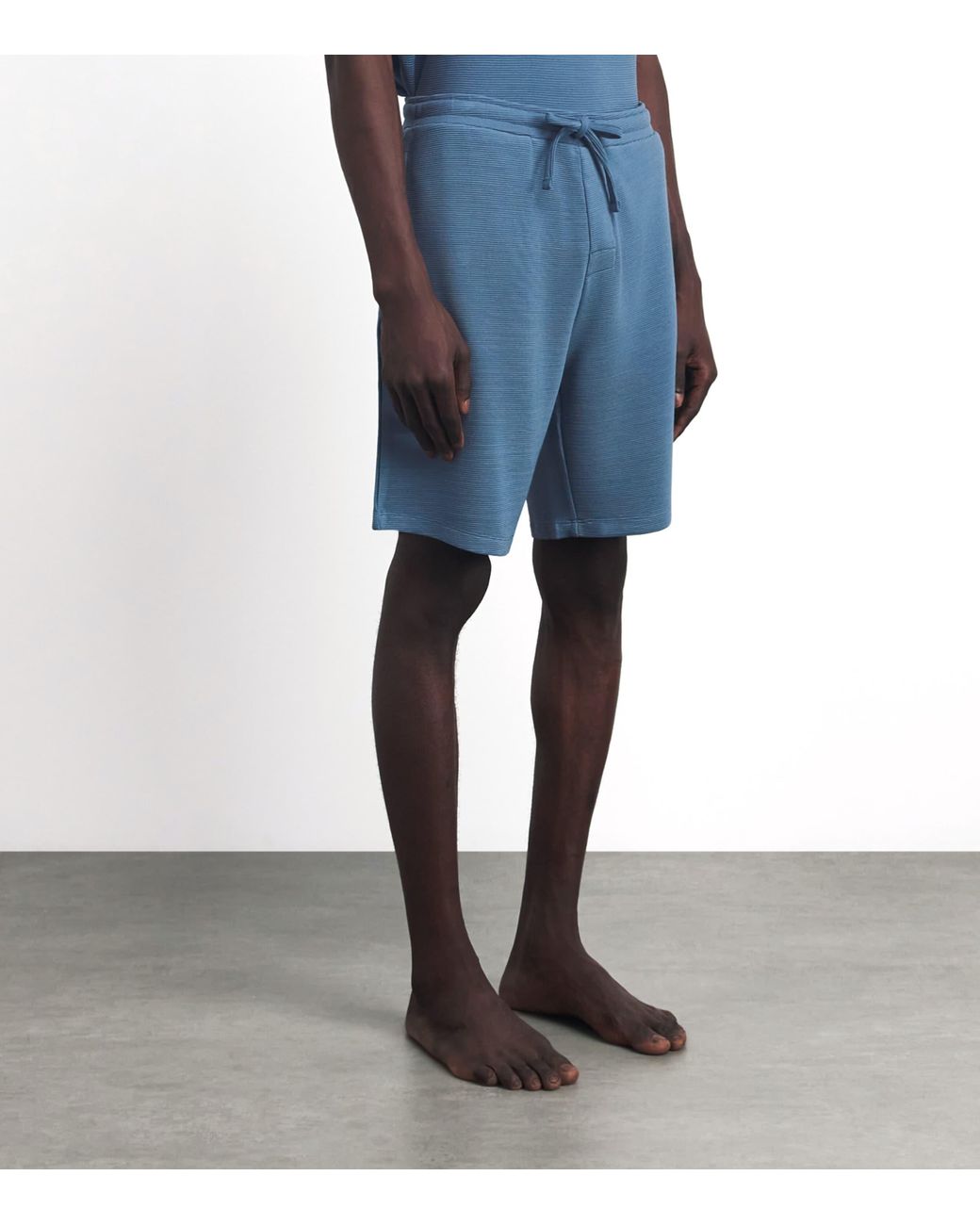 Boss Blue Rib-Knit Logo Shorts for men