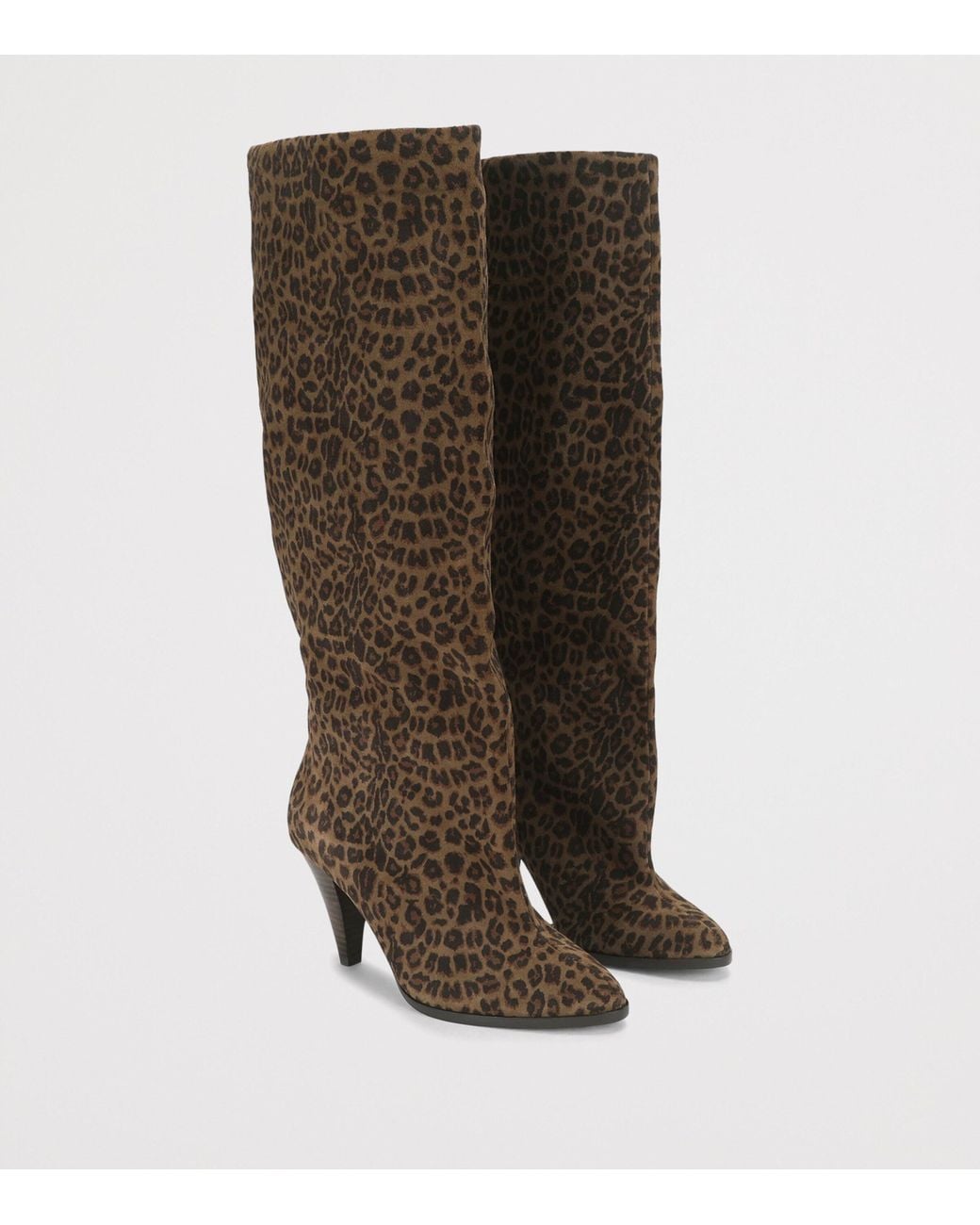 Kurt Geiger Brown Suede Leopard Print Lambeth Knee-High Boots