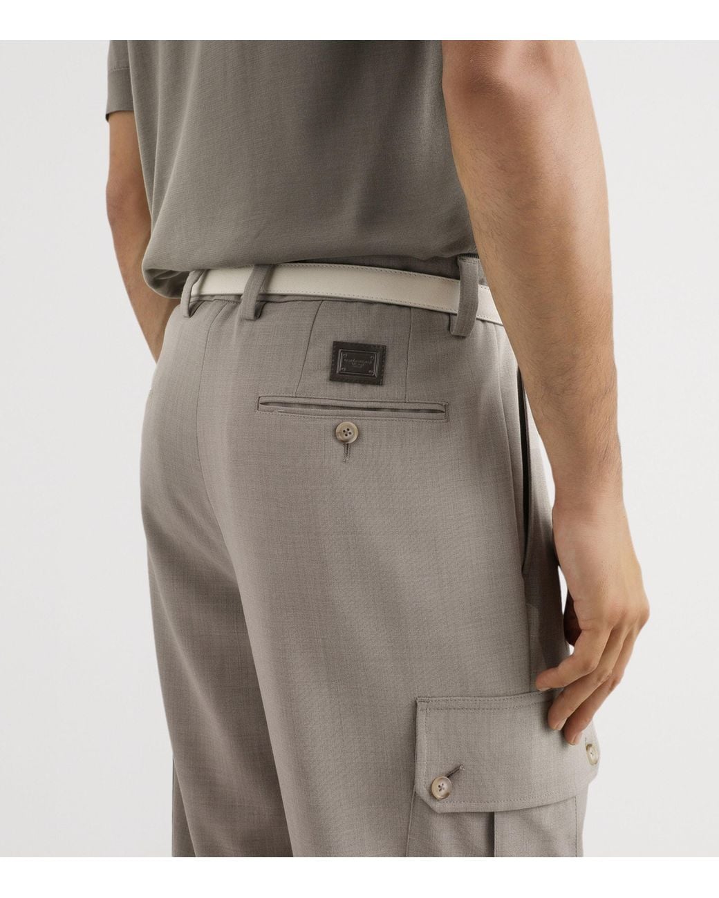 Dolce & Gabbana Gray Virgin Wool Cargo Trousers for men