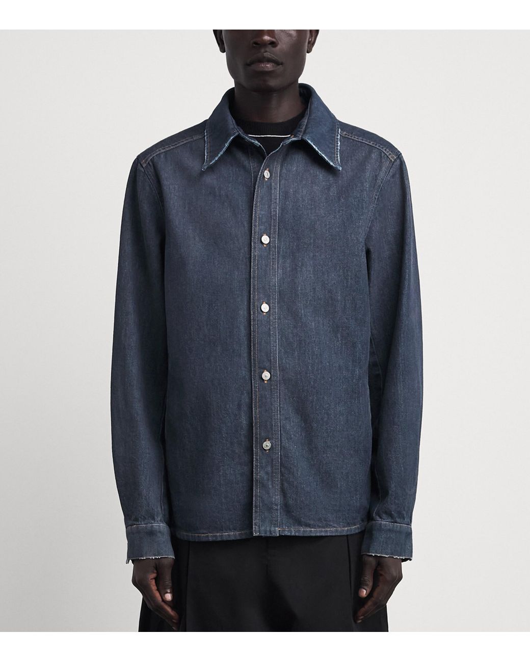 MM6 by Maison Margiela Blue Denim Overshirt for men