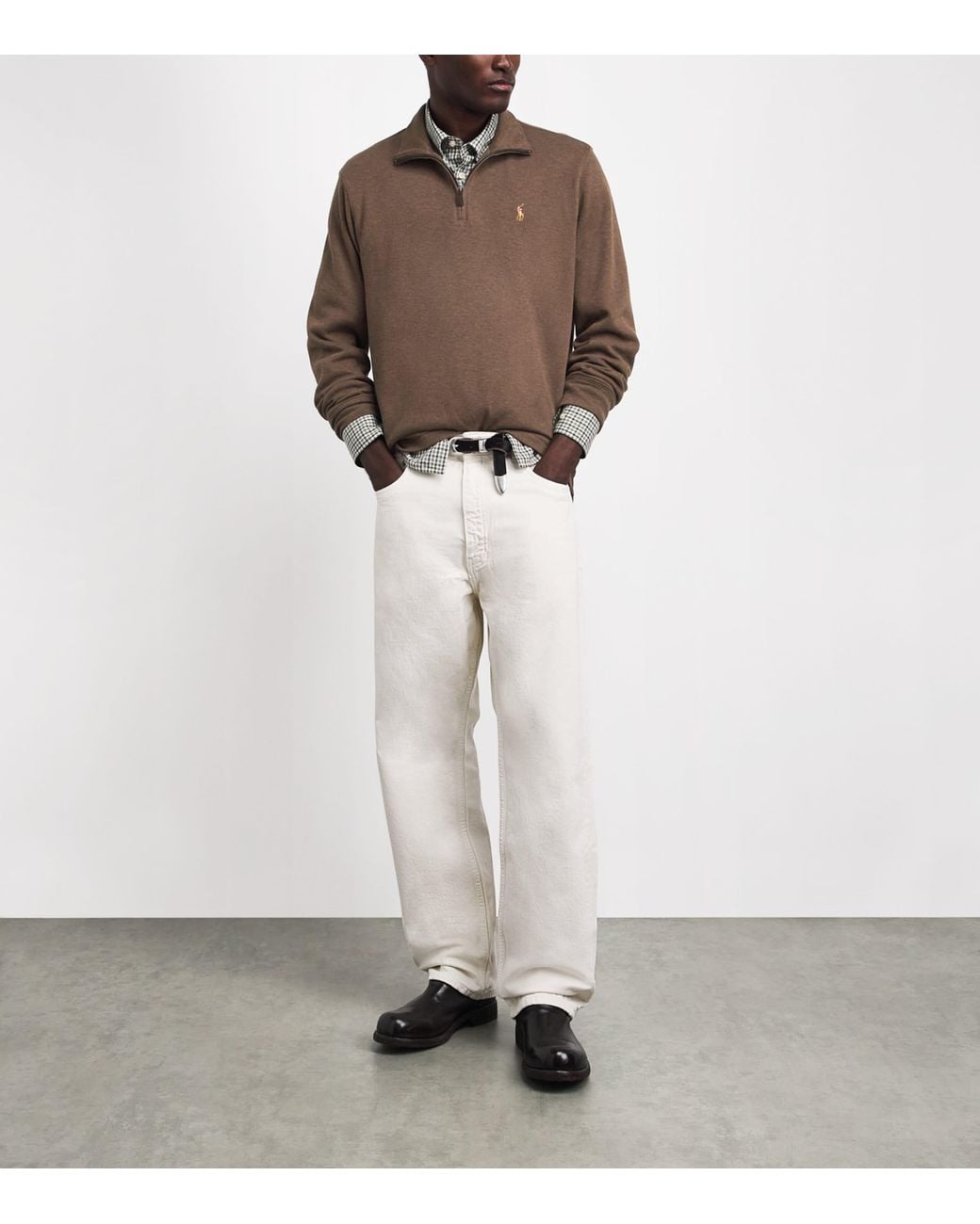 Polo Ralph Lauren Brown Estate-Rib Quarter-Zip Sweater for men