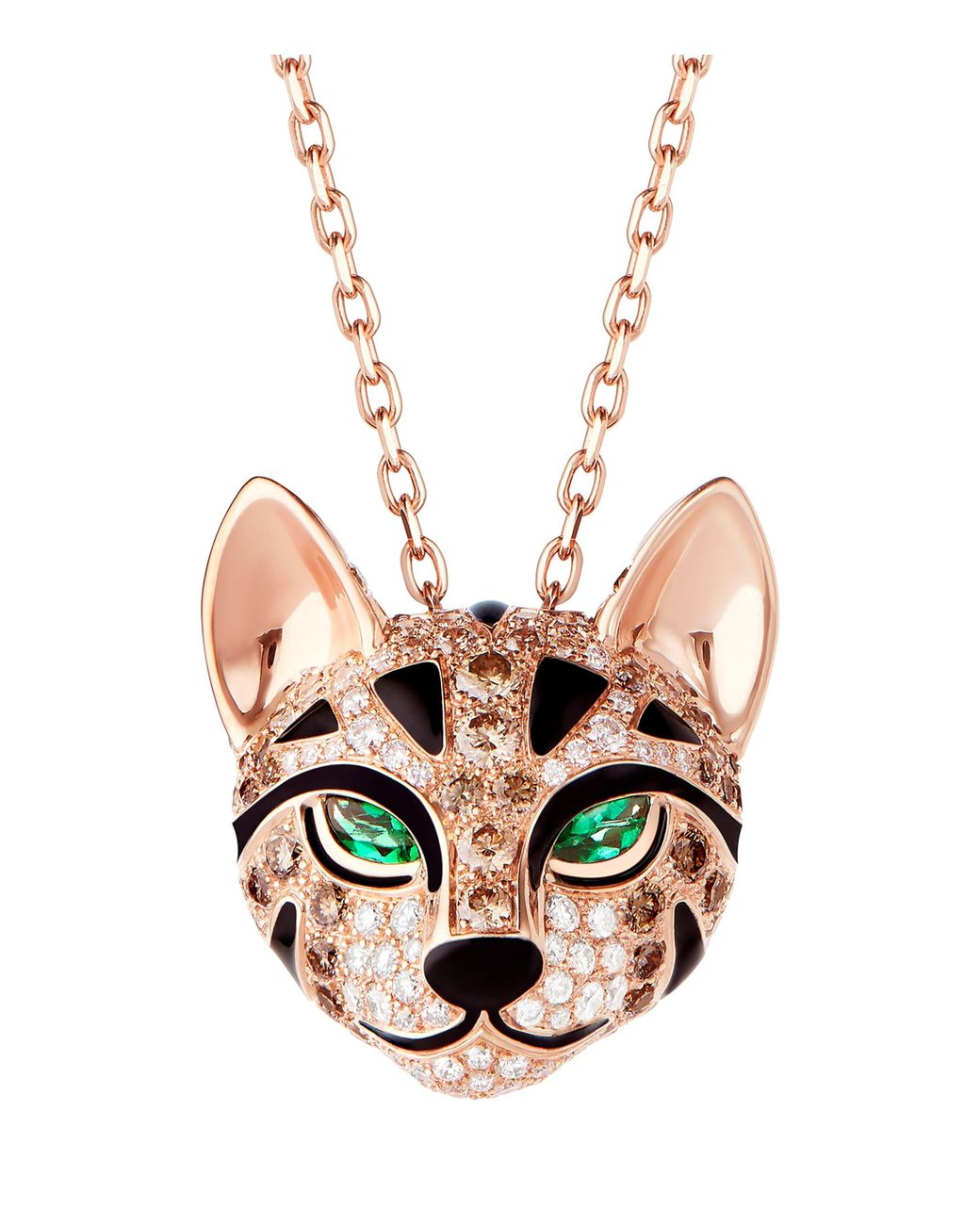 Boucheron White Rose, Diamond And Emerald Animaux De Coll Necklace