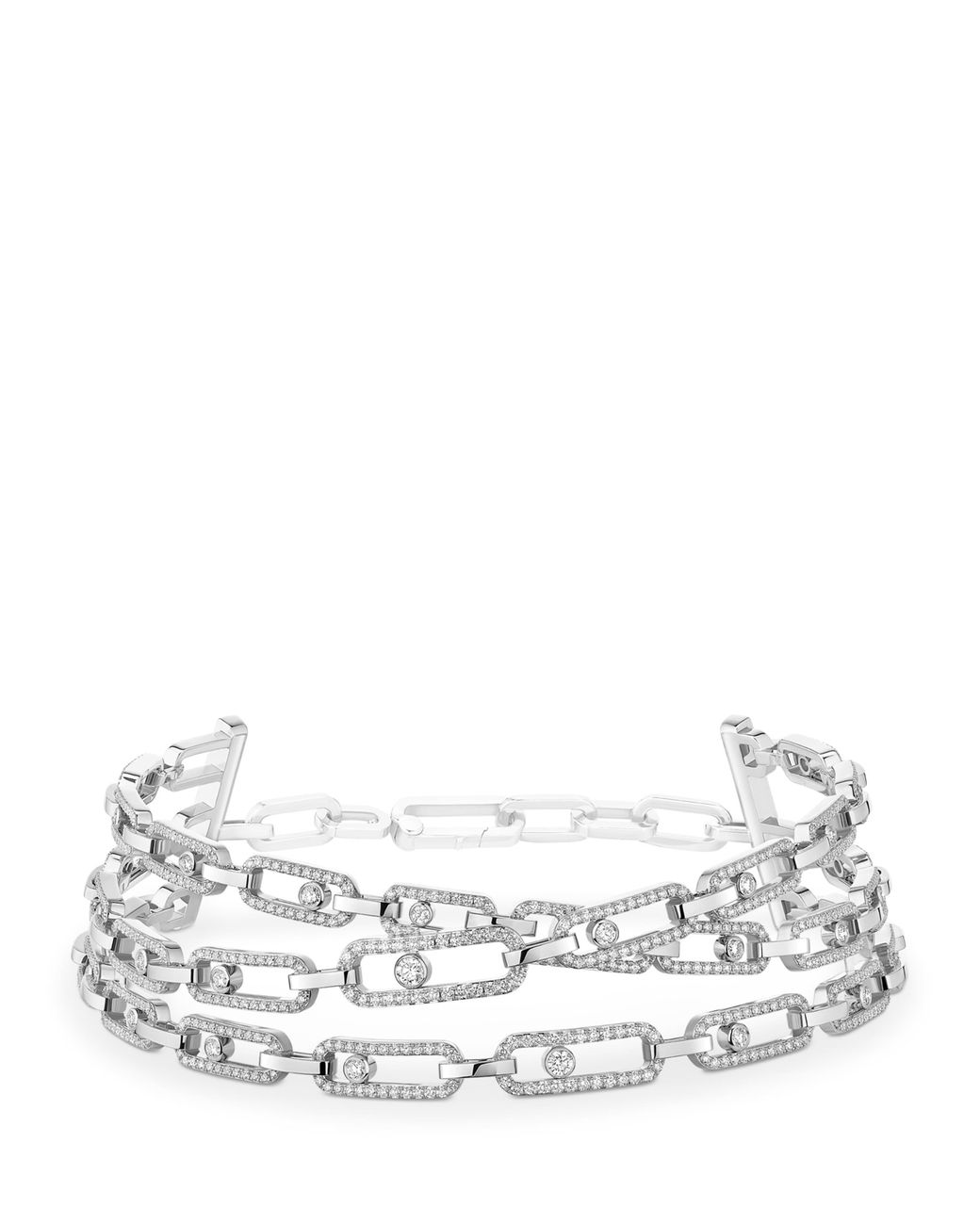 Messika Metallic Move Link And Diamond Multi-Row Choker Necklace
