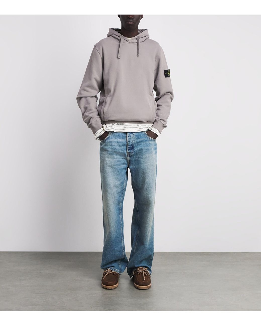 Stone Island Gray Organic Cotton Compass Hoodie for men
