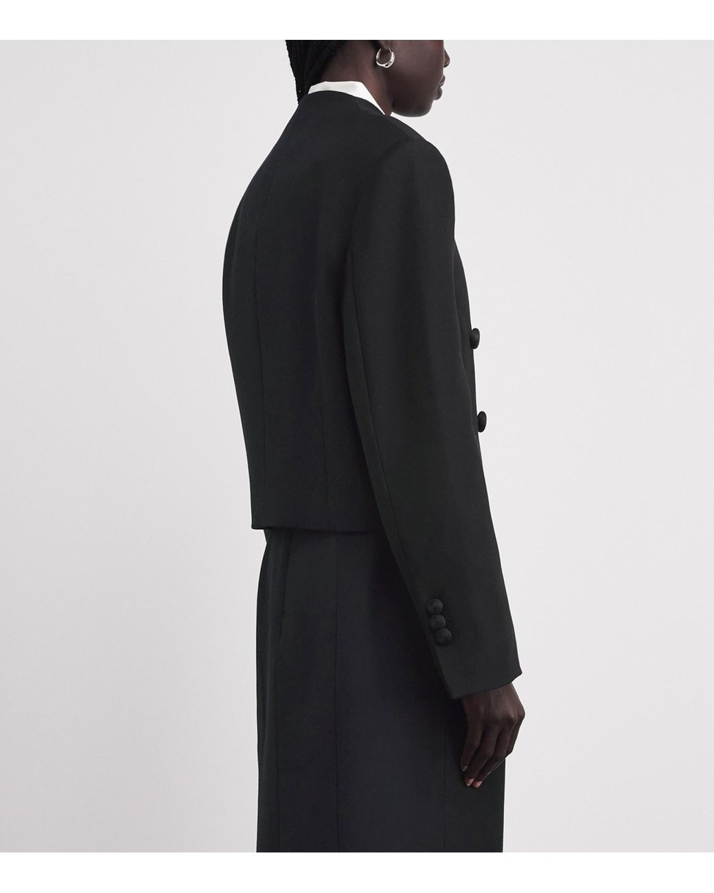 Camilla & Marc Black Wool Collarless Caius Blazer