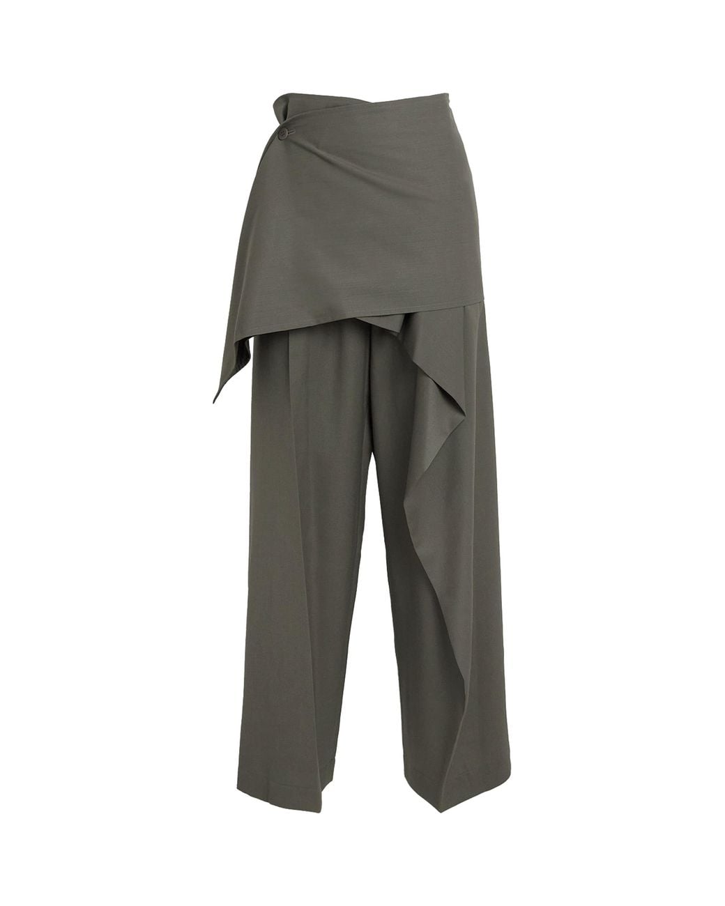 Issey Miyake Gray Wool-Blend Lustrous Wrap Trousers