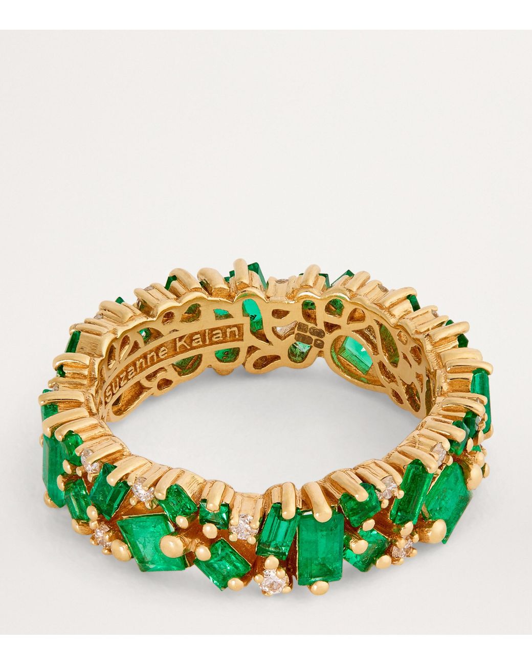 Suzanne Kalan Green Diamond And Emerald La Fantaisie Eternity Ring