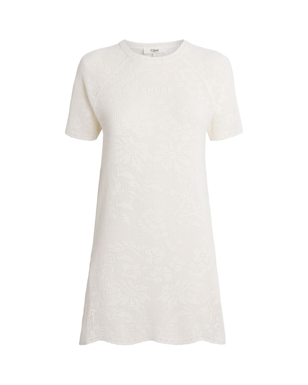 Chloé White Pointelle Knit Mini Dress
