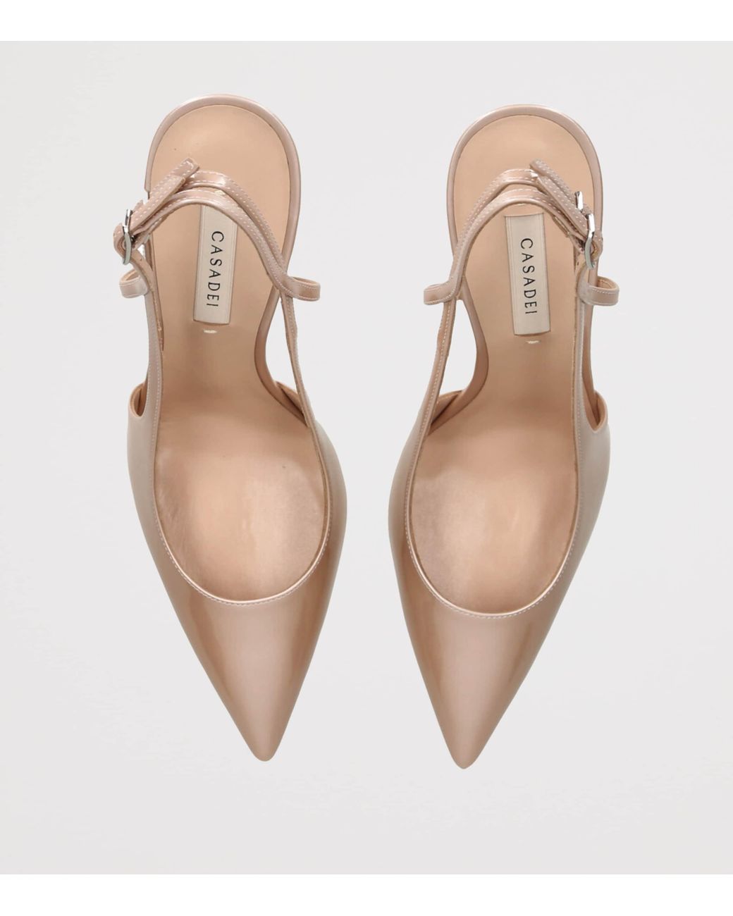 Casadei Metallic Patent Leather Julia Jolly Slingback Heels 100