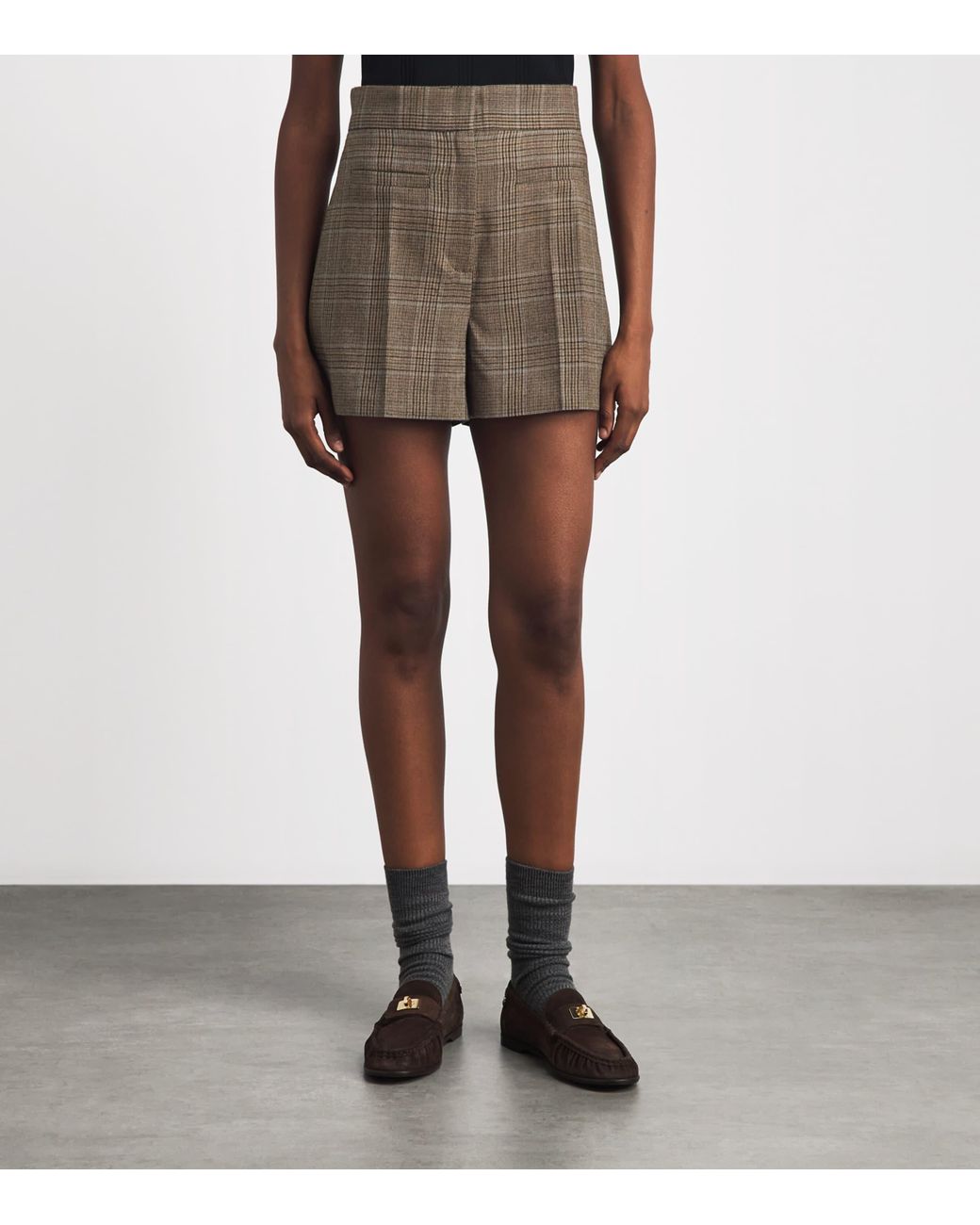Sandro Gray Wool Check Shorts