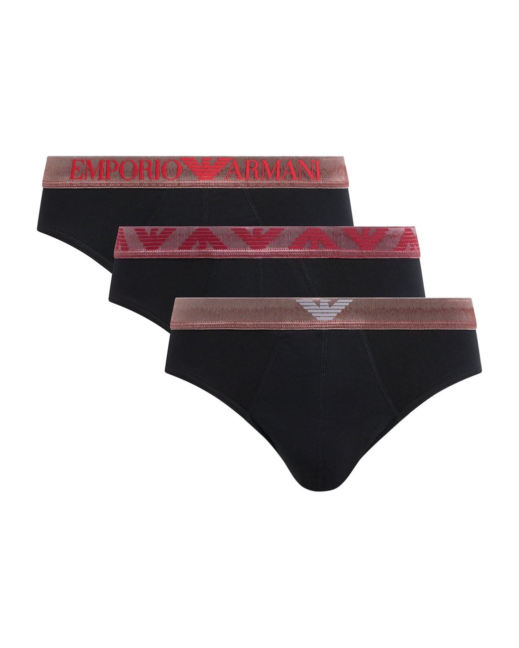 Emporio Armani Black Stretch-Cotton Logo Briefs for men