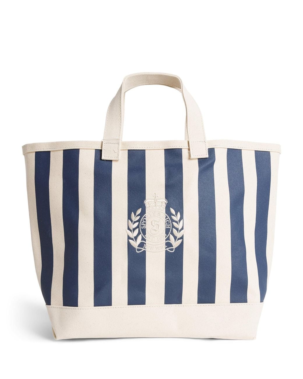 Sporty & Rich Blue Cotton Ny Crest Tote Bag
