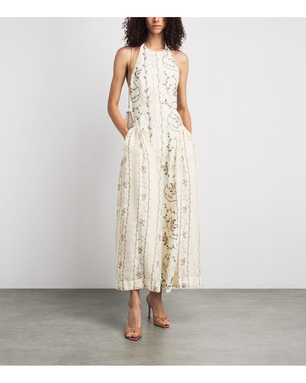 Agua Bendita White Linen Balsa Navegante Midi Dress