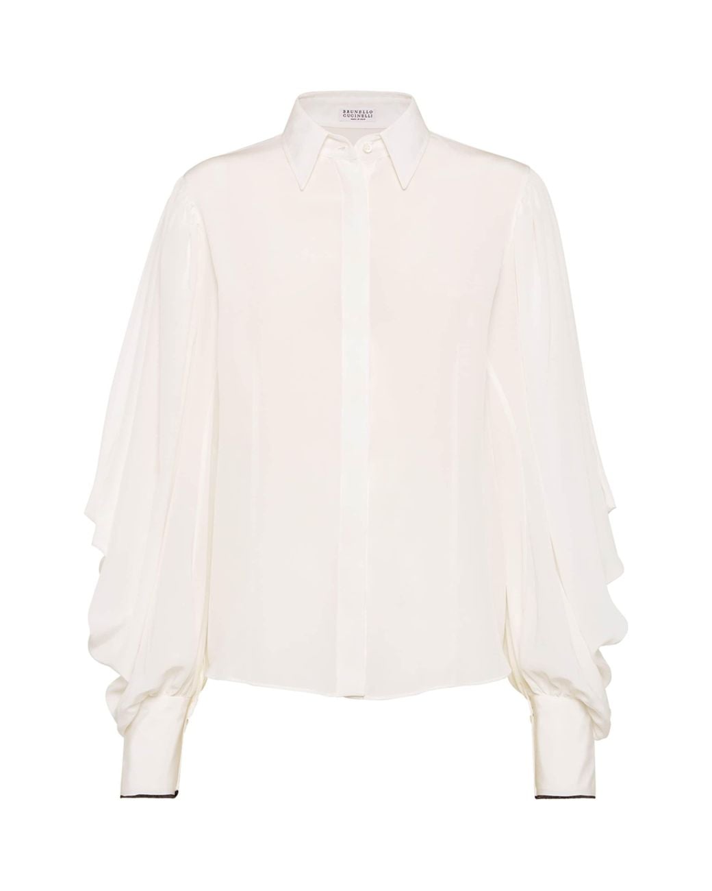 Brunello Cucinelli White Silk Crepe Shirt