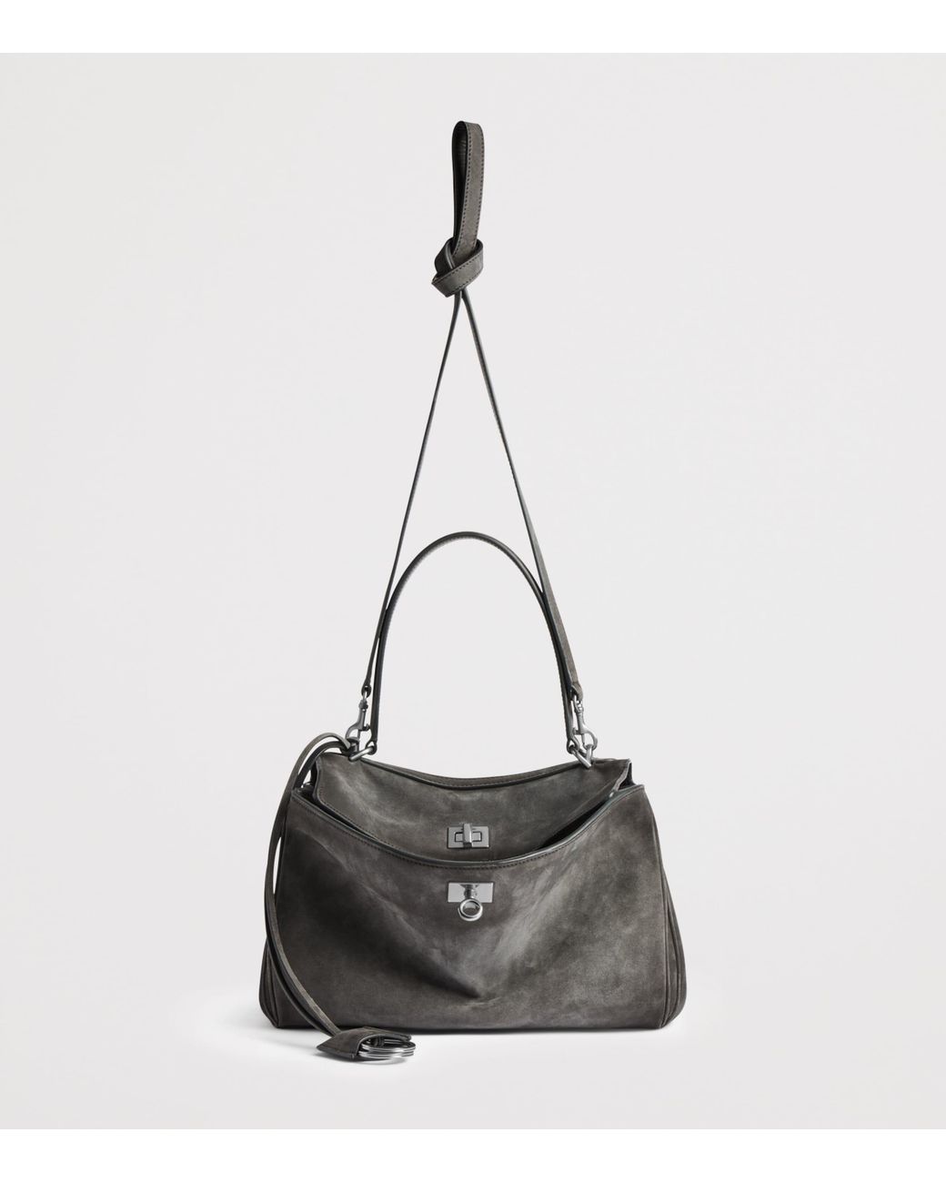 Balenciaga Black Small Suede Rodeo Top-Handle Bag