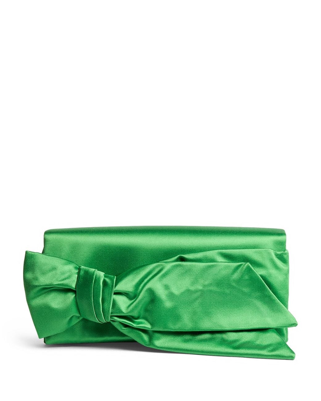 Carolina Herrera Green Satin Bow Karlita Clutch Bag