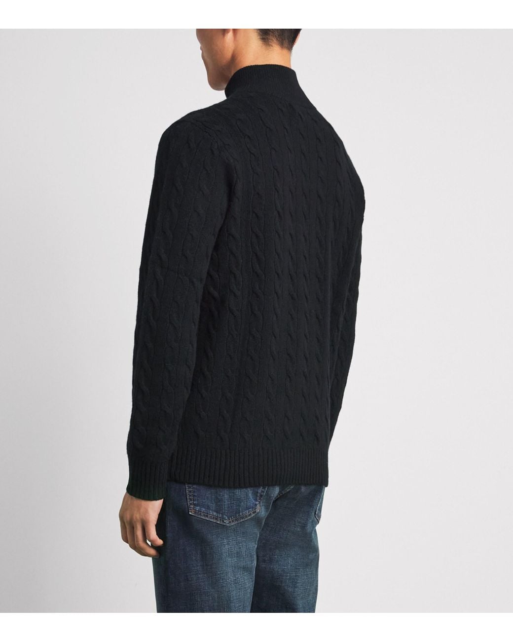 Polo Ralph Lauren Black Wool-Cashmere Quarter-Zip Sweater for men