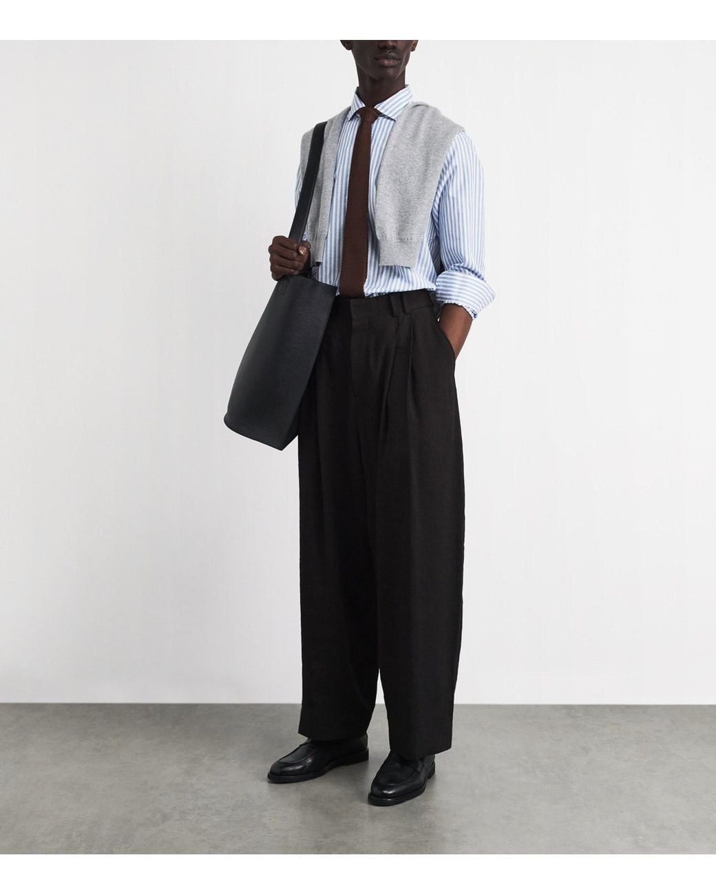 Corneliani Blue Cotton-Linen Stripe Shirt for men