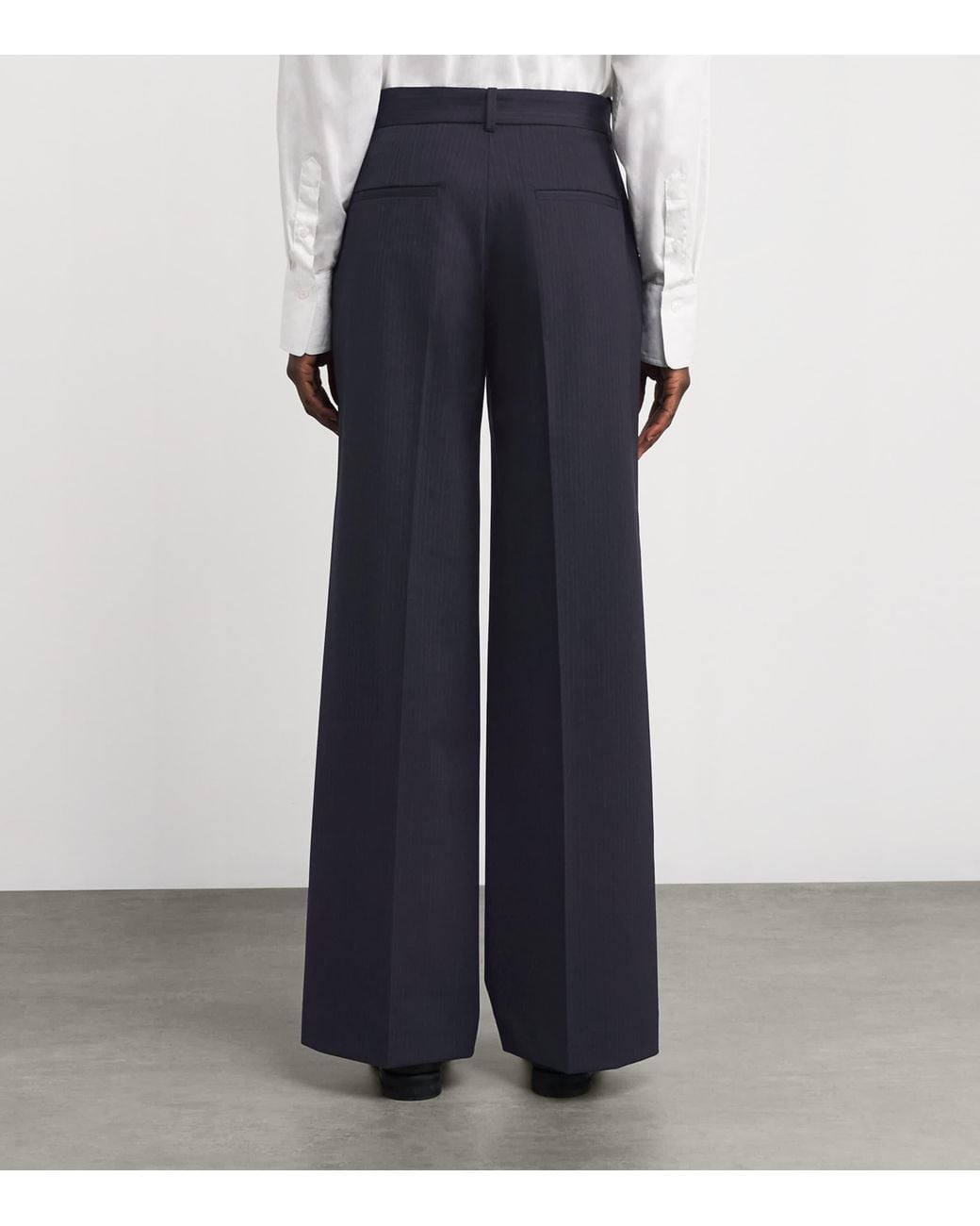 Sandro Blue Wool-Blend Straight Leg Trousers