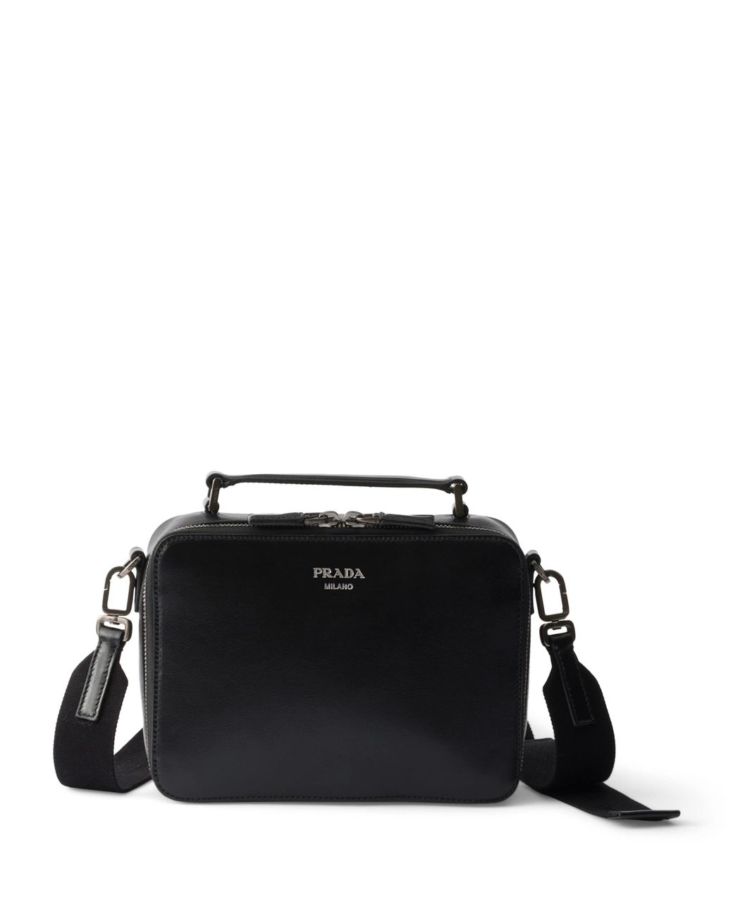 Prada Black Leather Brique Cross-Body Bag for men